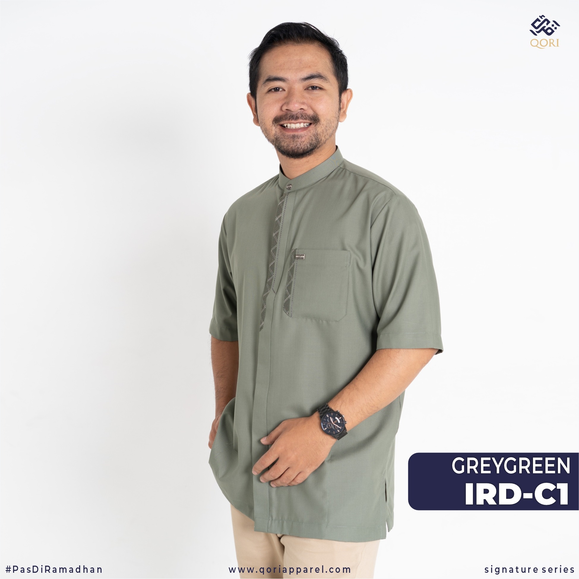 Qori Apparel Signature Irbadh bin Sariyah Baju Koko Casual Lengan Pendek IRD-1