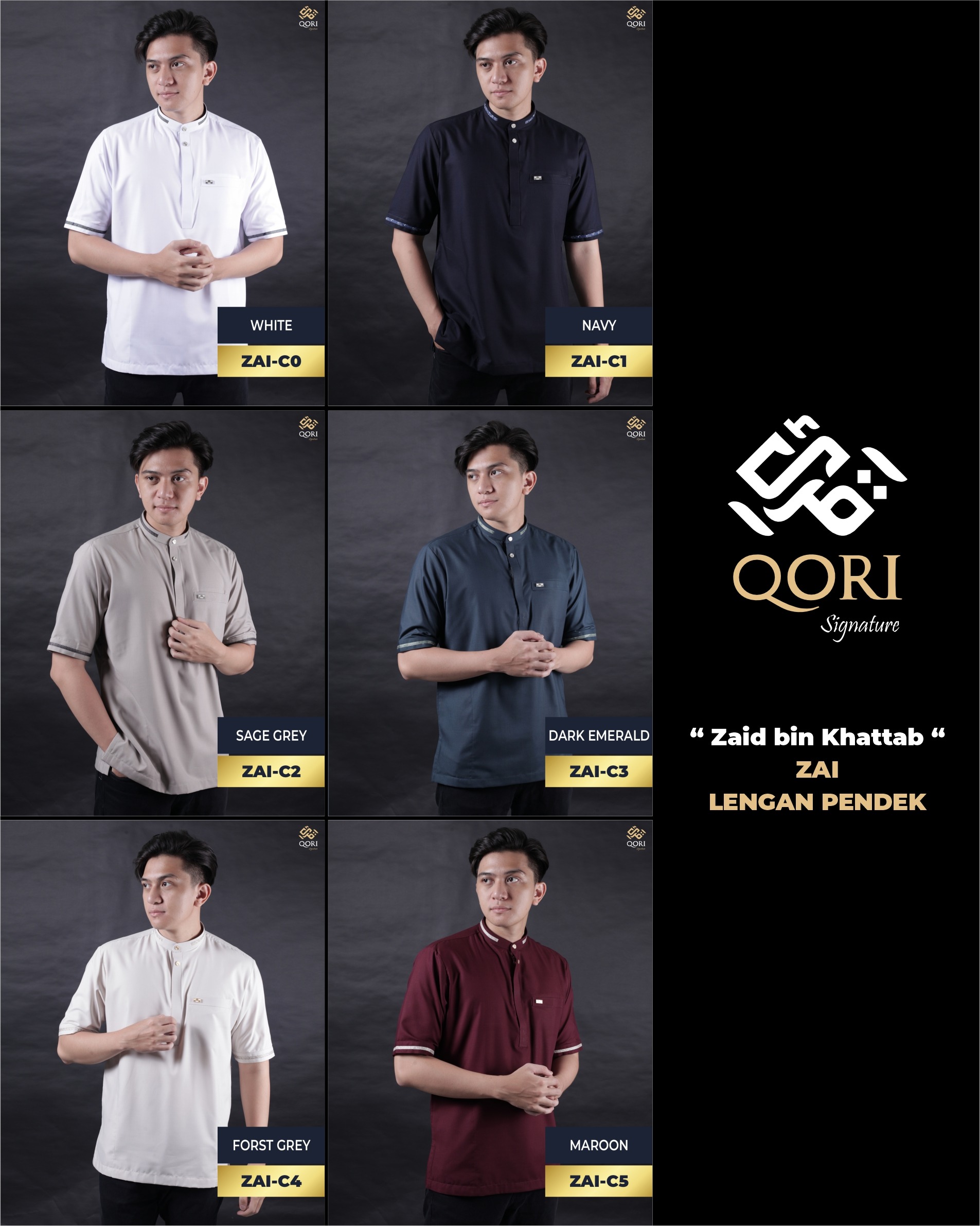 Qori Apparel Signature Zaid Kemeja Koko Lengan Pendek ZAI-1