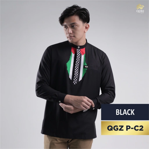Image of Qori Apparel Signature Zhafi Baju Koko Palestina (Lengan Panjang) QGZ-2