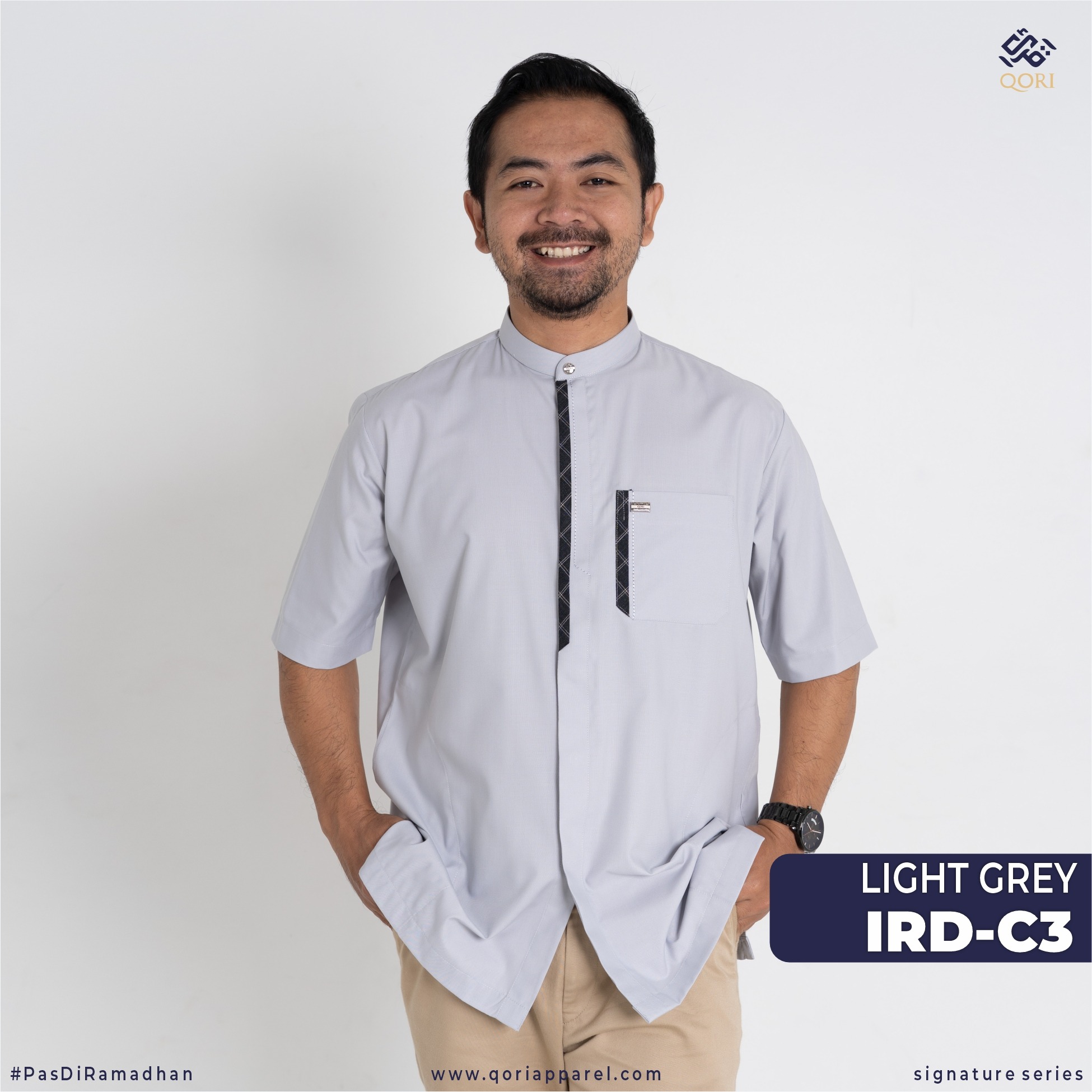 Qori Apparel Signature Irbadh bin Sariyah Baju Koko Casual Lengan Pendek IRD-1