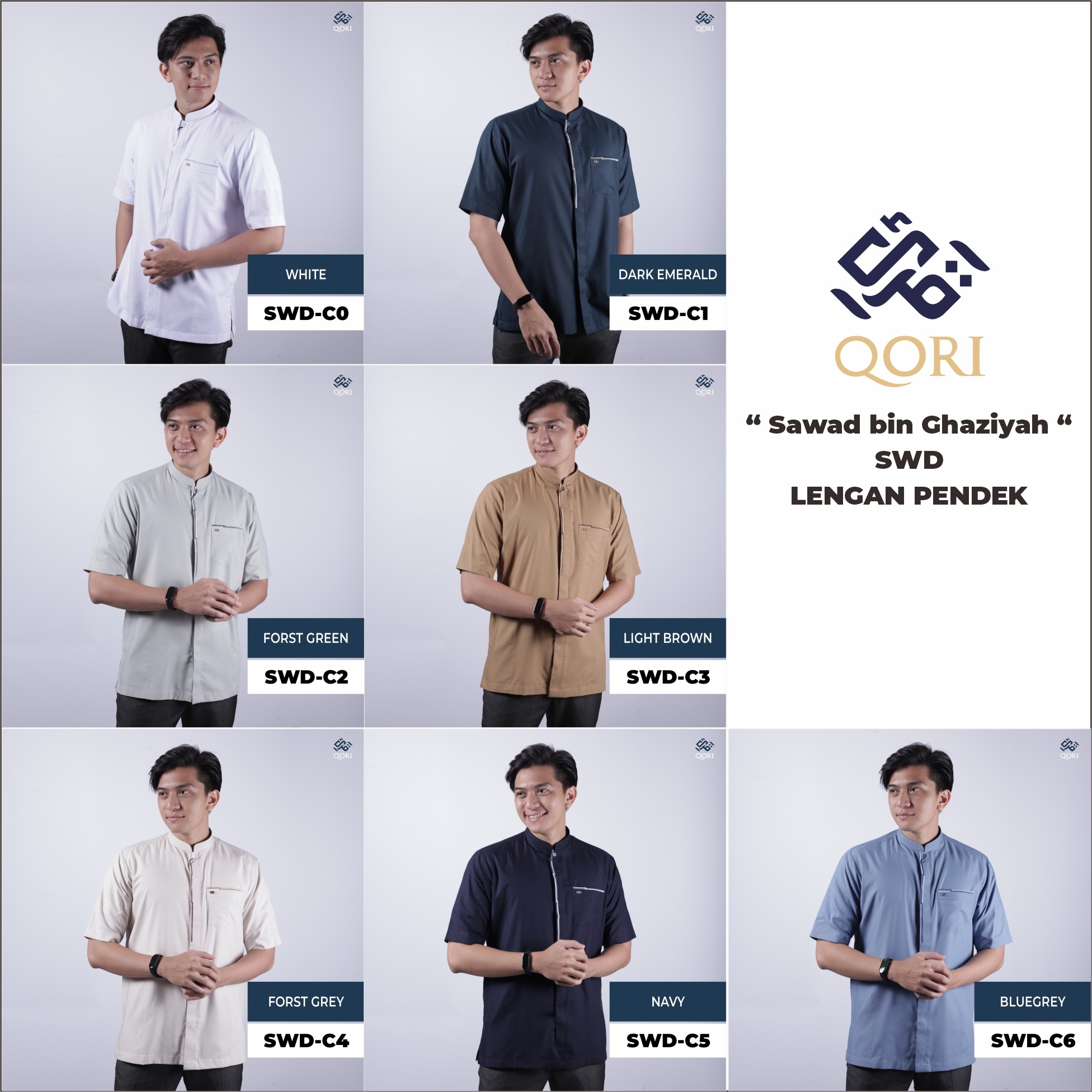 Qori Apparel Kemeja Koko Lengan Pendek Sawad Reguler Series SWD-1