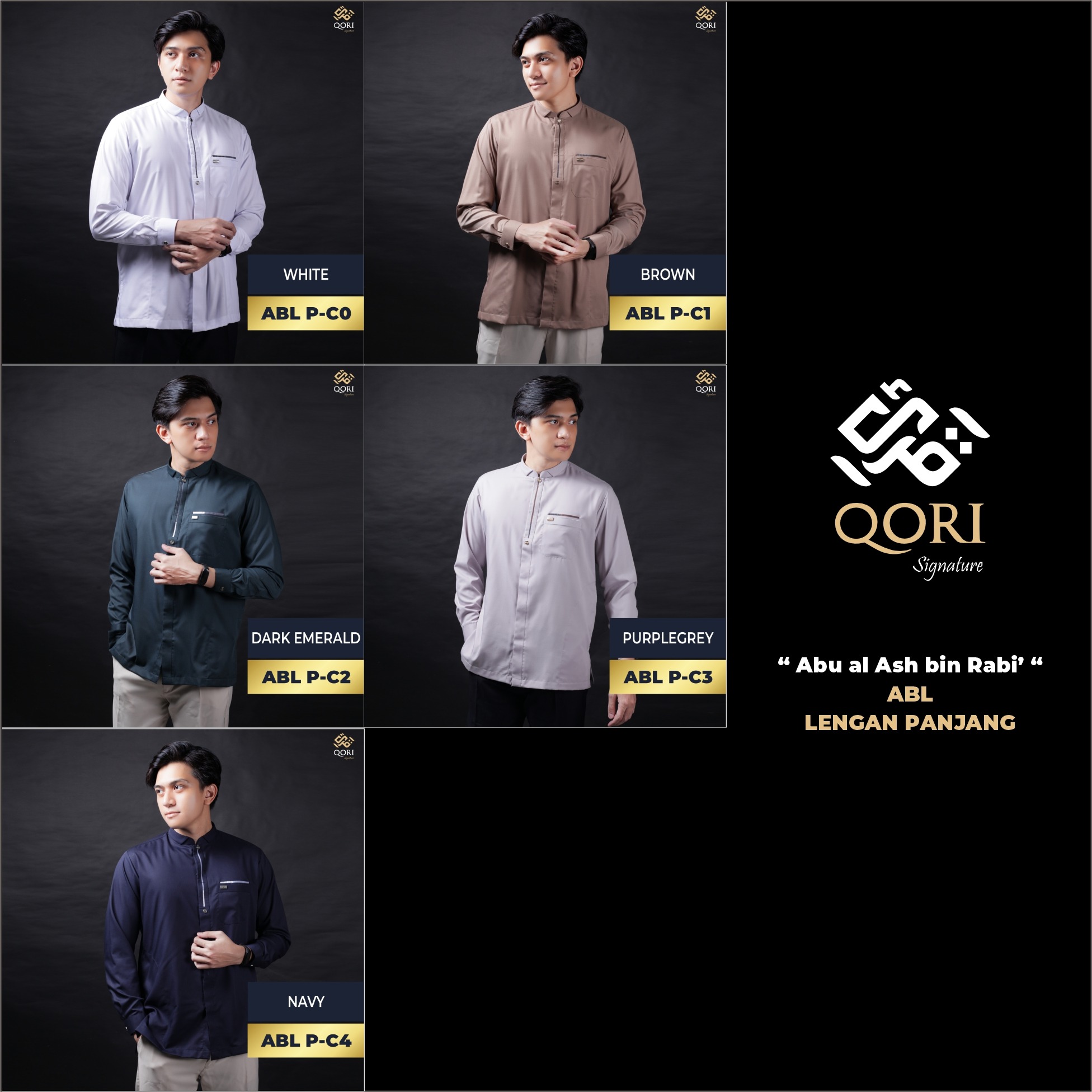 Qori Apparel Signature Abu Al-Ash Kemeja Koko Lengan Panjang ABL-2