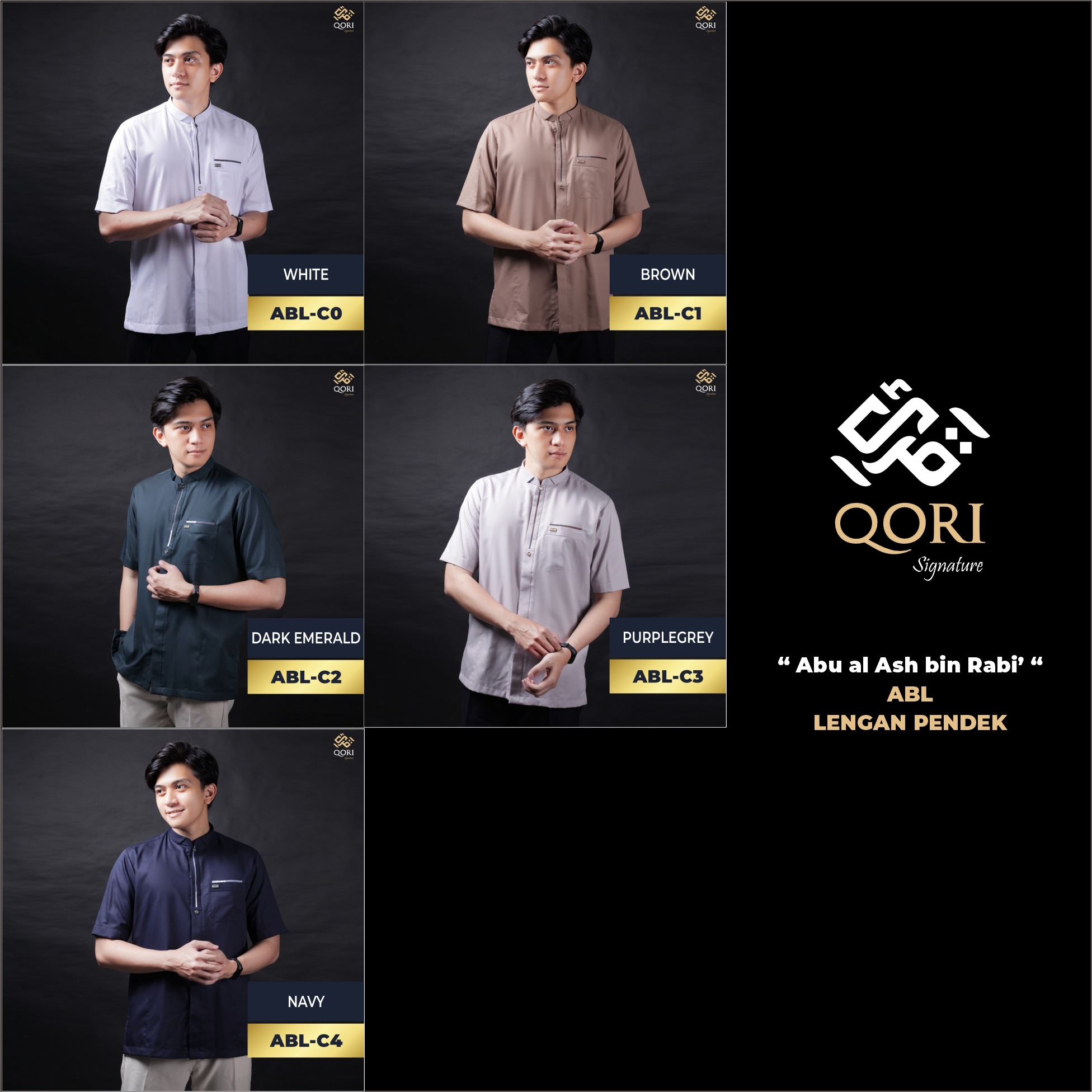 Qori Apparel Signature Abu Al-Ash Kemeja Koko Lengan Pendek ABL-1