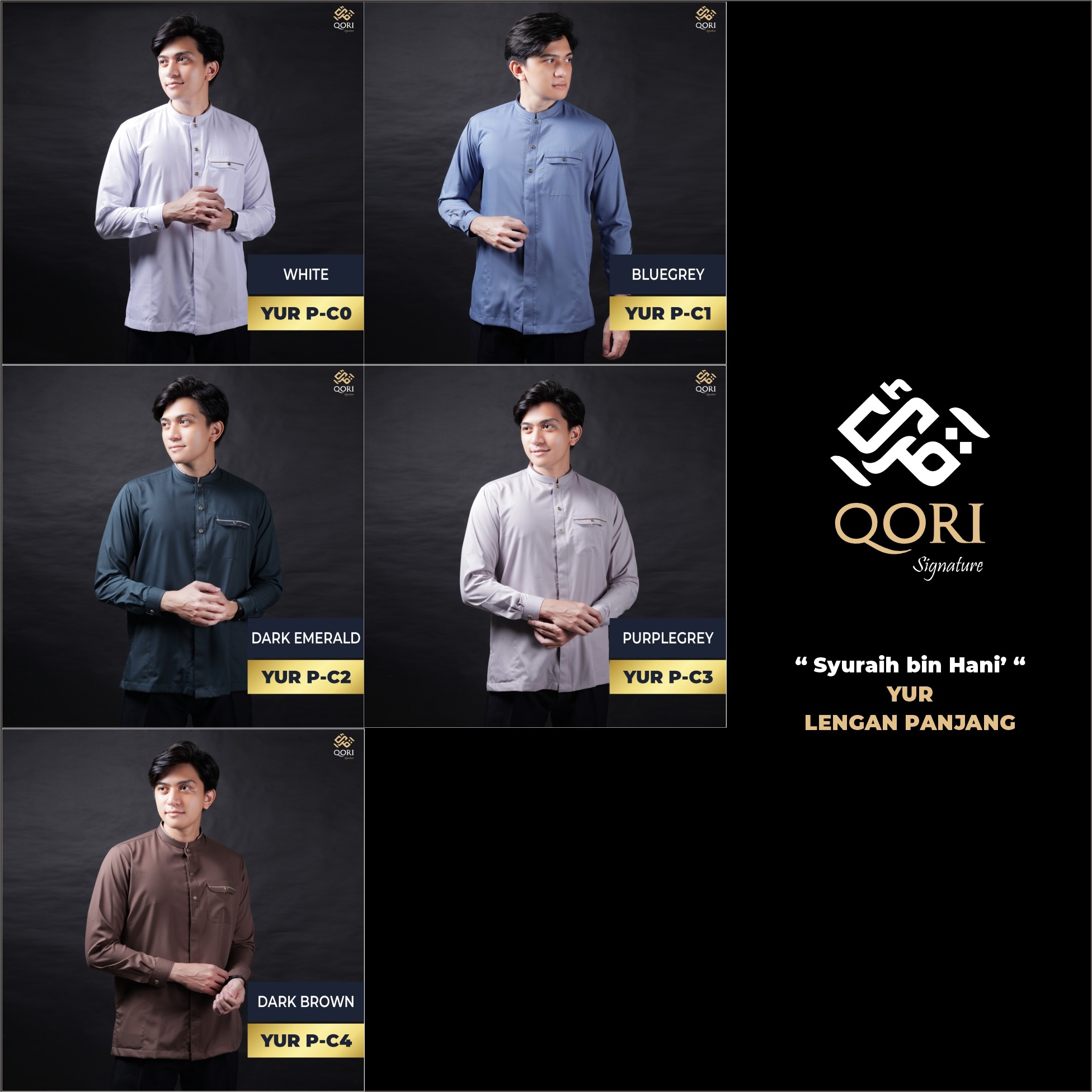 Qori Apparel Signature Syuraih Kemeja Koko Lengan Panjang YUR-2