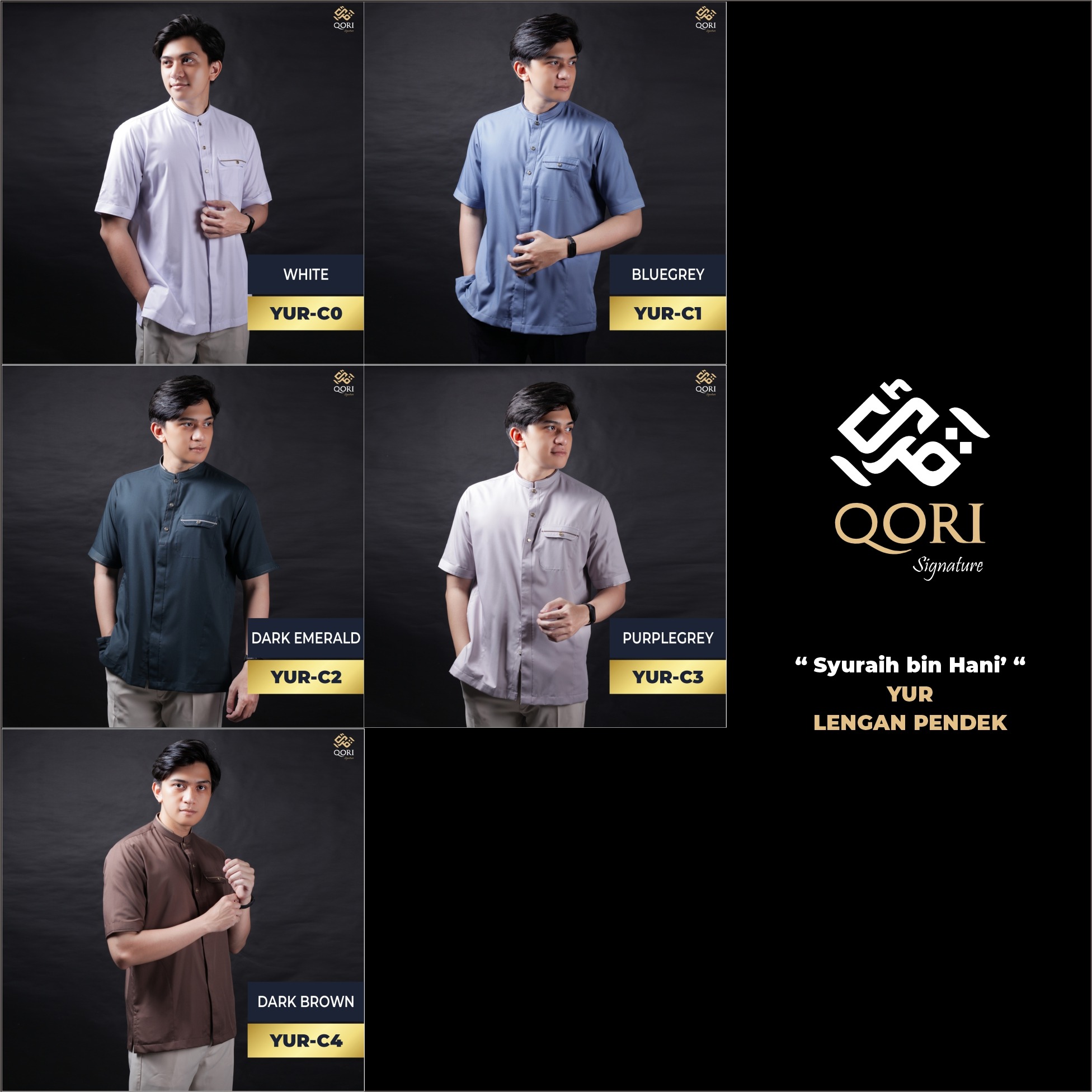 Qori Apparel Signature Syuraih Kemeja Koko Lengan Pendek YUR-1