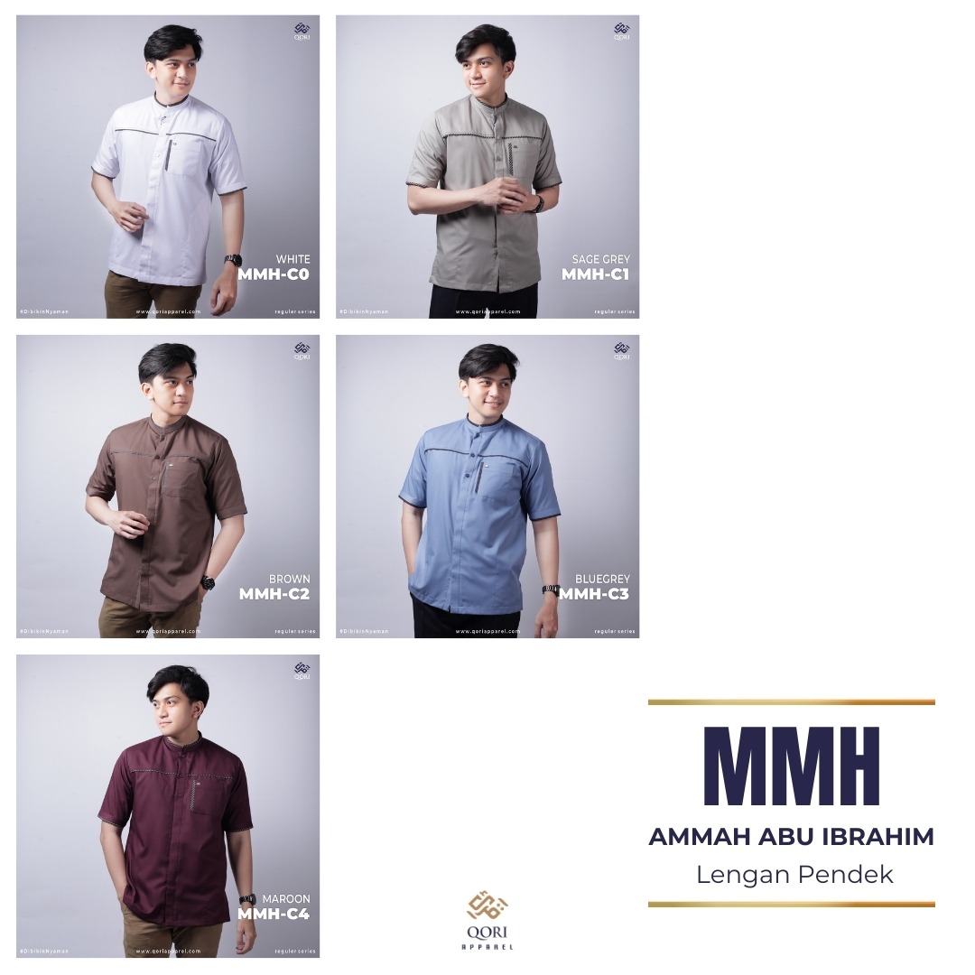 Qori Apparel Reguler Ammah Abu Ibrahim Kemeja Koko Lengan Pendek MMH-1