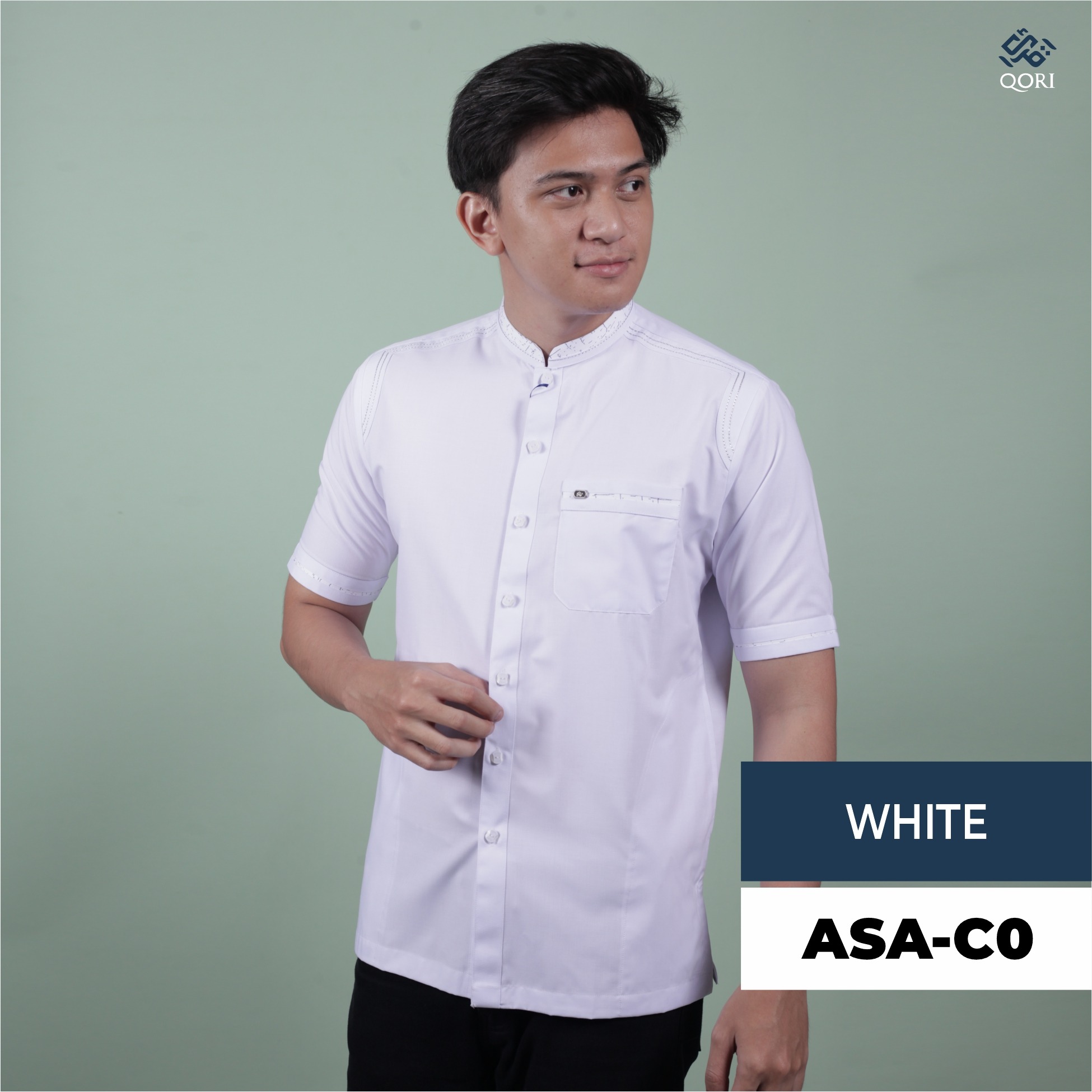 Qori Apparel Casual Reguler White Series Kemeja Lengan Pendek - 25/26