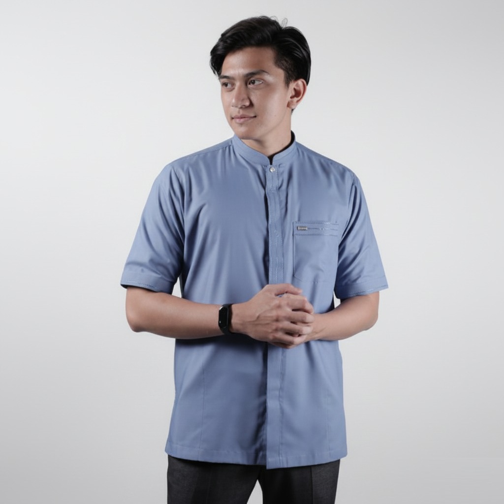 Qori Apparel Signature Bilal Kemeja Koko Lengan Pendek BIL-1