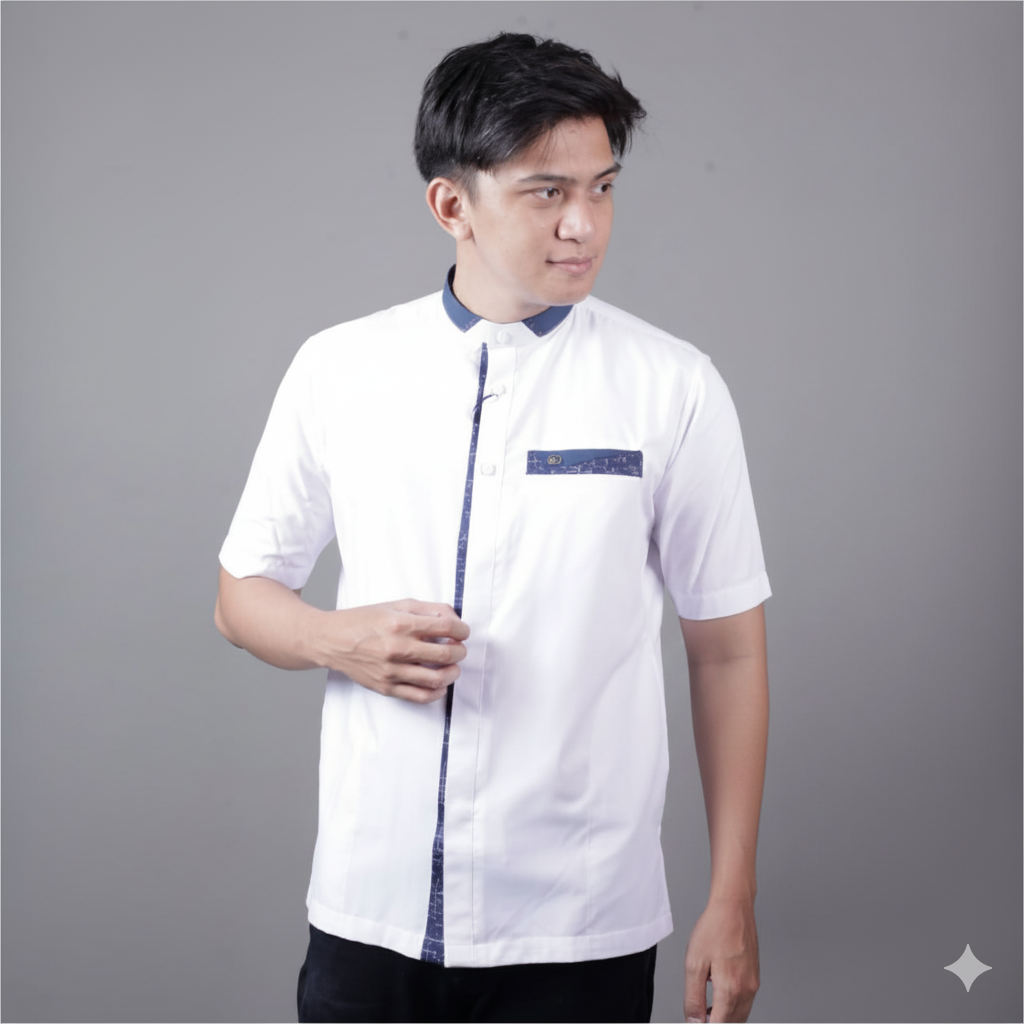 Qori Apparel Casual Reguler White Series Kemeja Lengan Pendek - 25/26