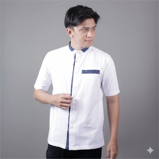 Image of Qori Apparel Baju Koko Casual Reguler White Series Lengan Pendek - 25/26