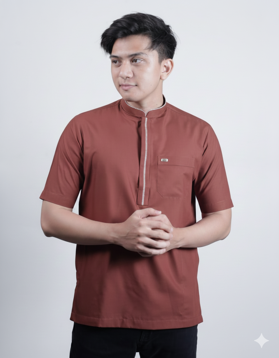 Qori Apparel Reguler Casual Haritsah bin Suraqah Kemeja Koko Lengan Pendek HAR-1