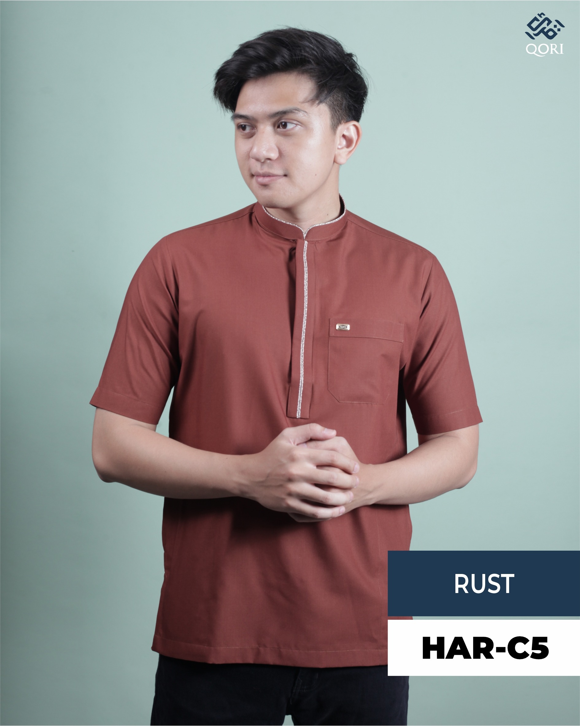 Qori Apparel Reguler Casual Haritsah bin Suraqah Kemeja Koko Lengan Pendek HAR-1