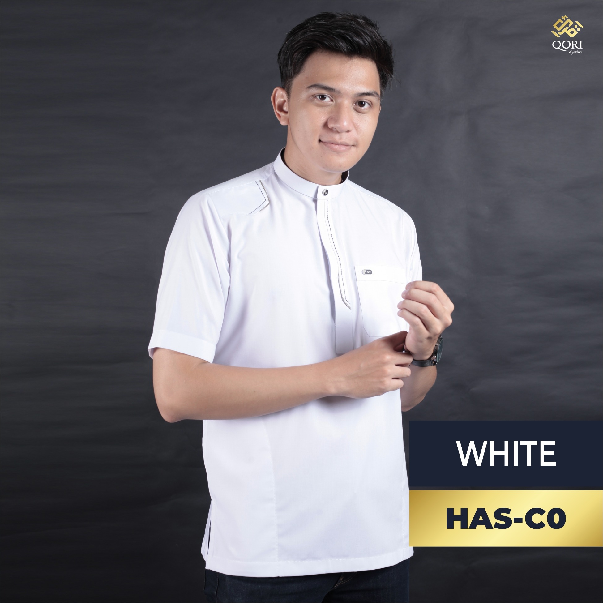 Qori Apparel Signature Hassan Kemeja Koko Lengan Pendek HAS-1