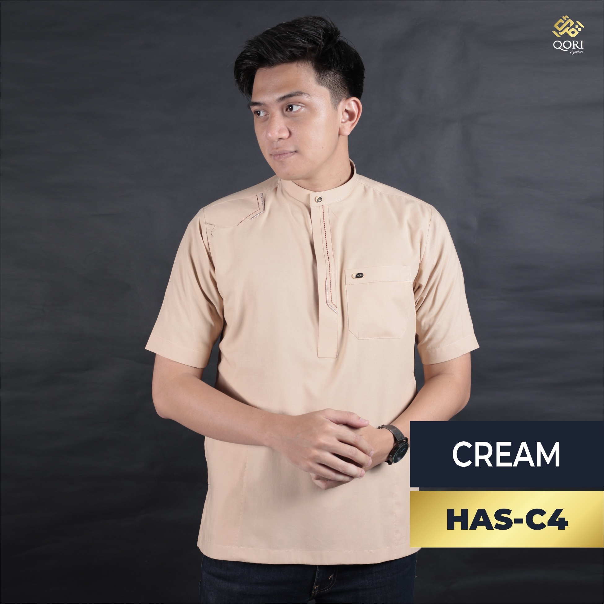 Qori Apparel Signature Hassan Kemeja Koko Lengan Pendek HAS-1
