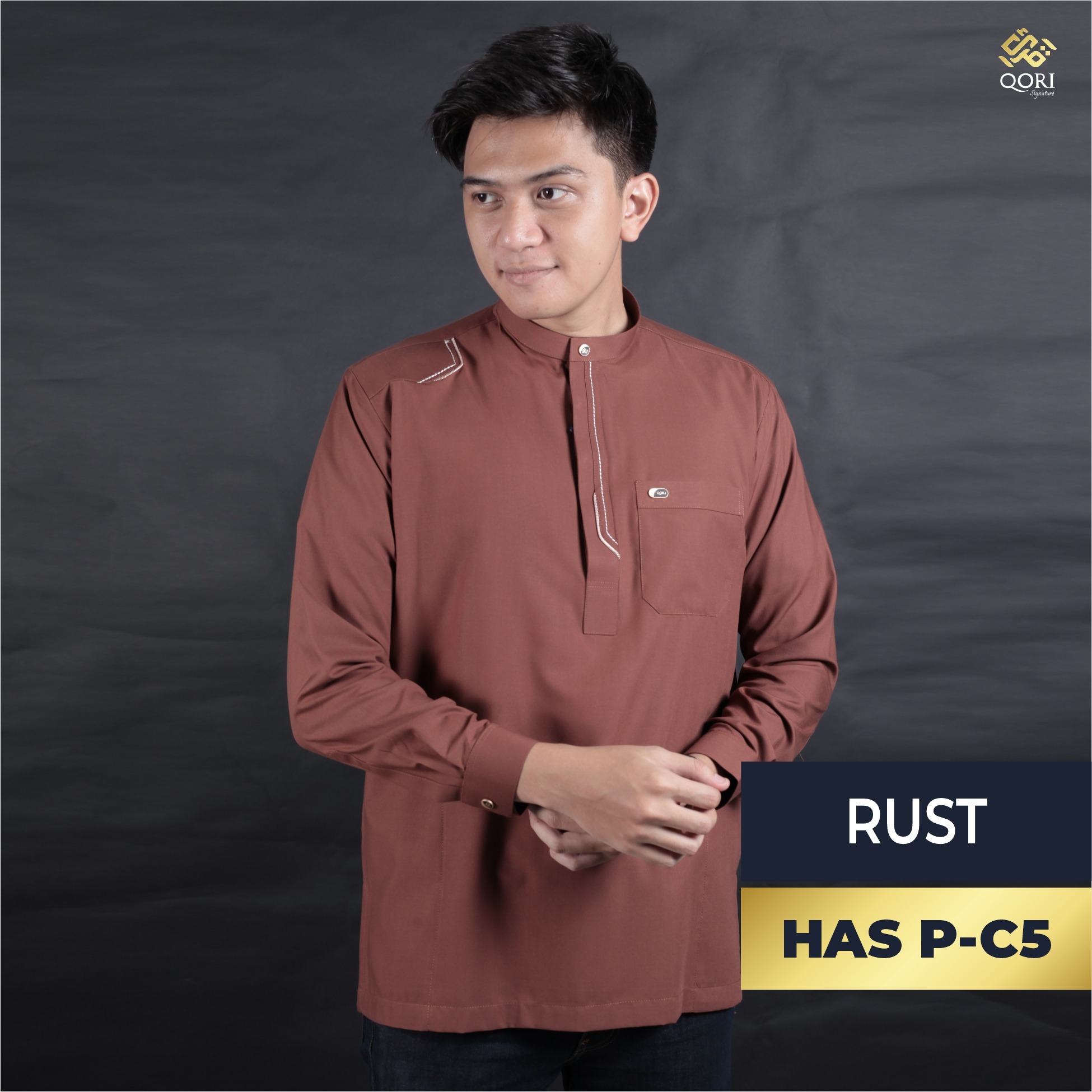 Qori Apparel Signature Hassan Kemeja Koko Lengan Panjang HAS-2