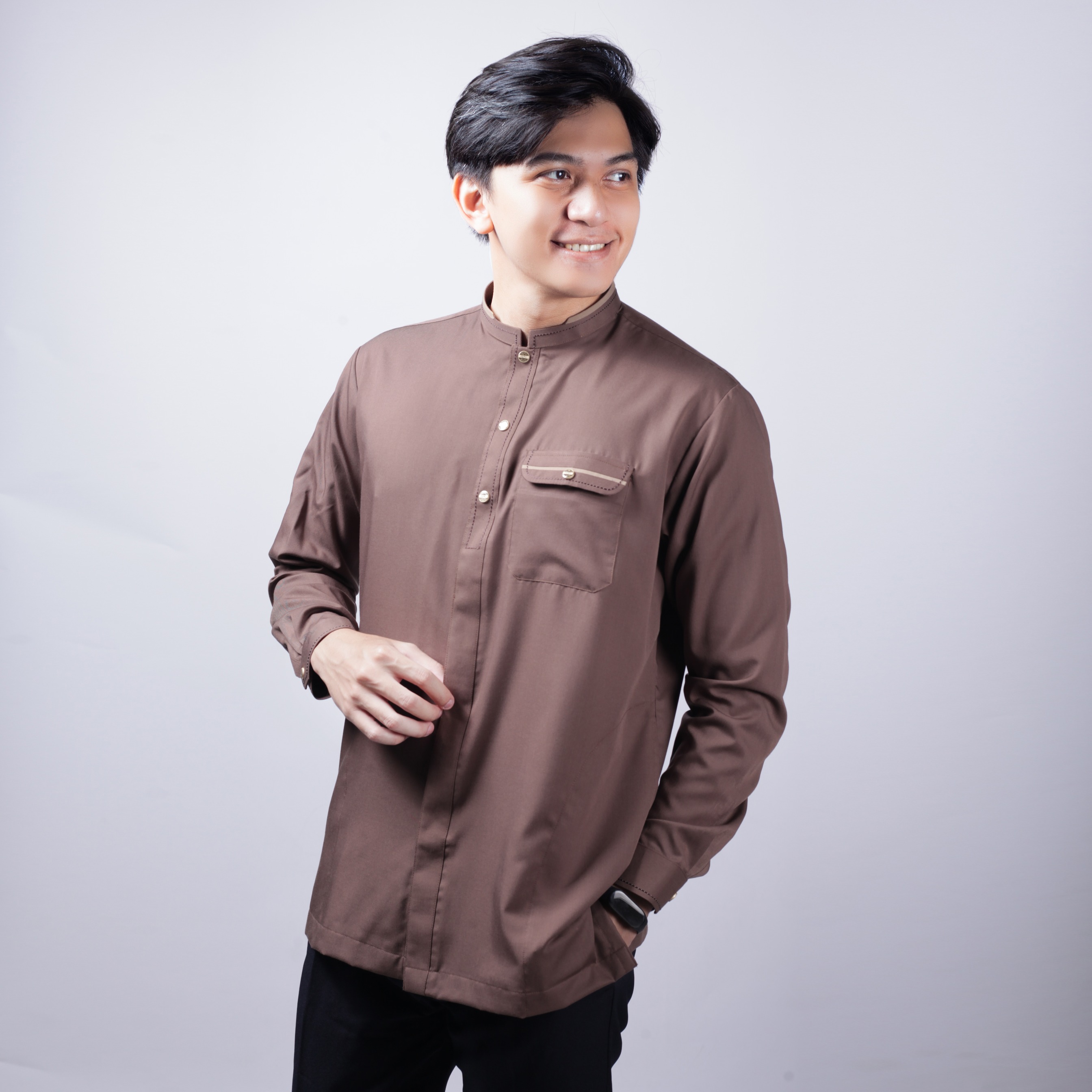 Qori Apparel Signature Syuraih Kemeja Koko Lengan Panjang YUR-2