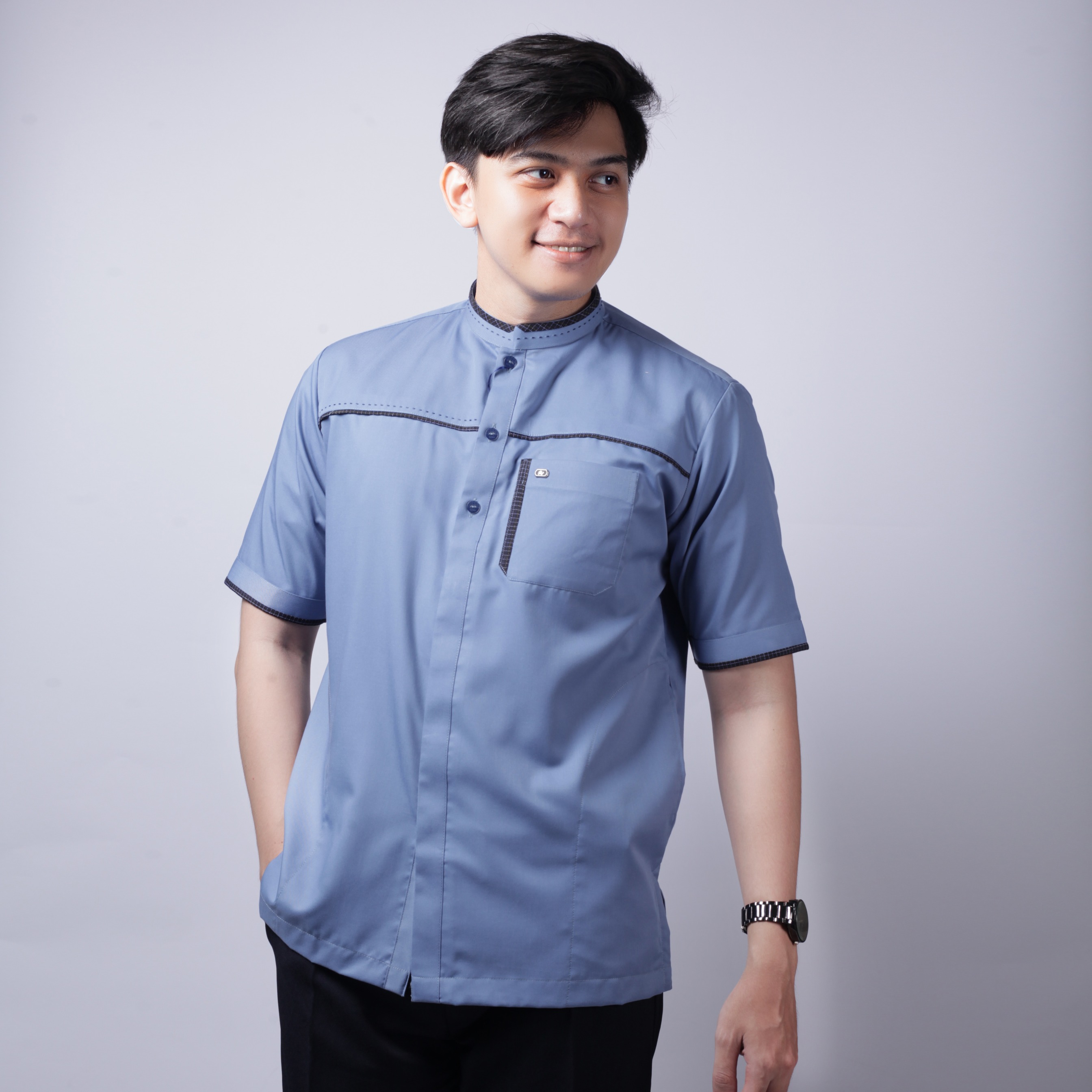 Qori Apparel Reguler Ammah Abu Ibrahim Kemeja Koko Lengan Pendek MMH-1