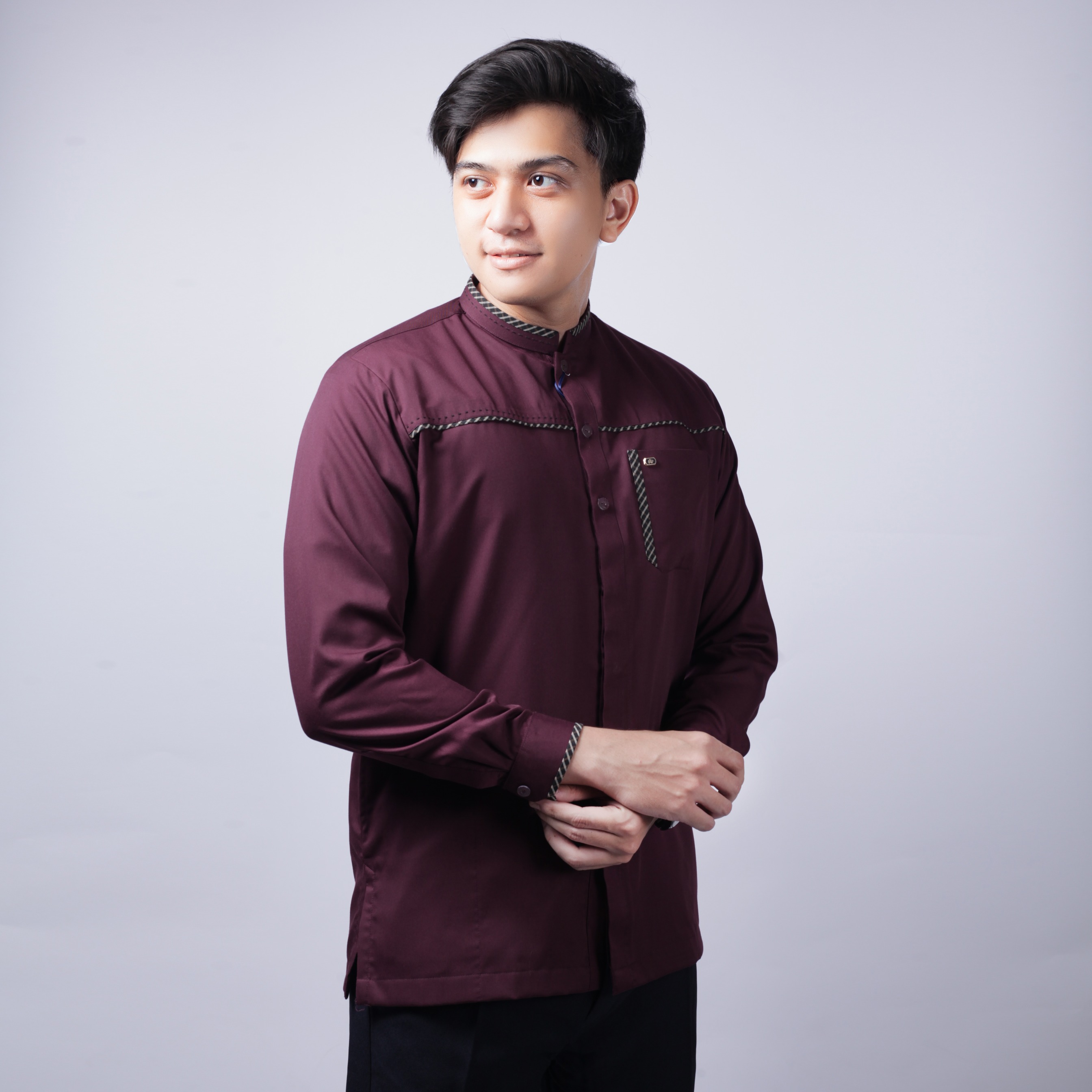 Qori Apparel Reguler Ammah Abu Ibrahim Kemeja Koko Lengan Panjang MMH-2