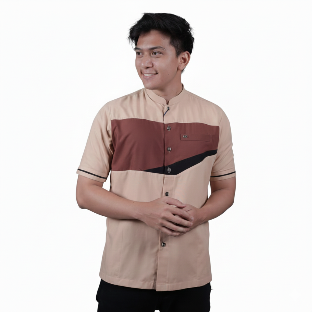 Qori Apparel Reguler Casual Mikhyariq Kemeja Koko Lengan Pendek MIK-1