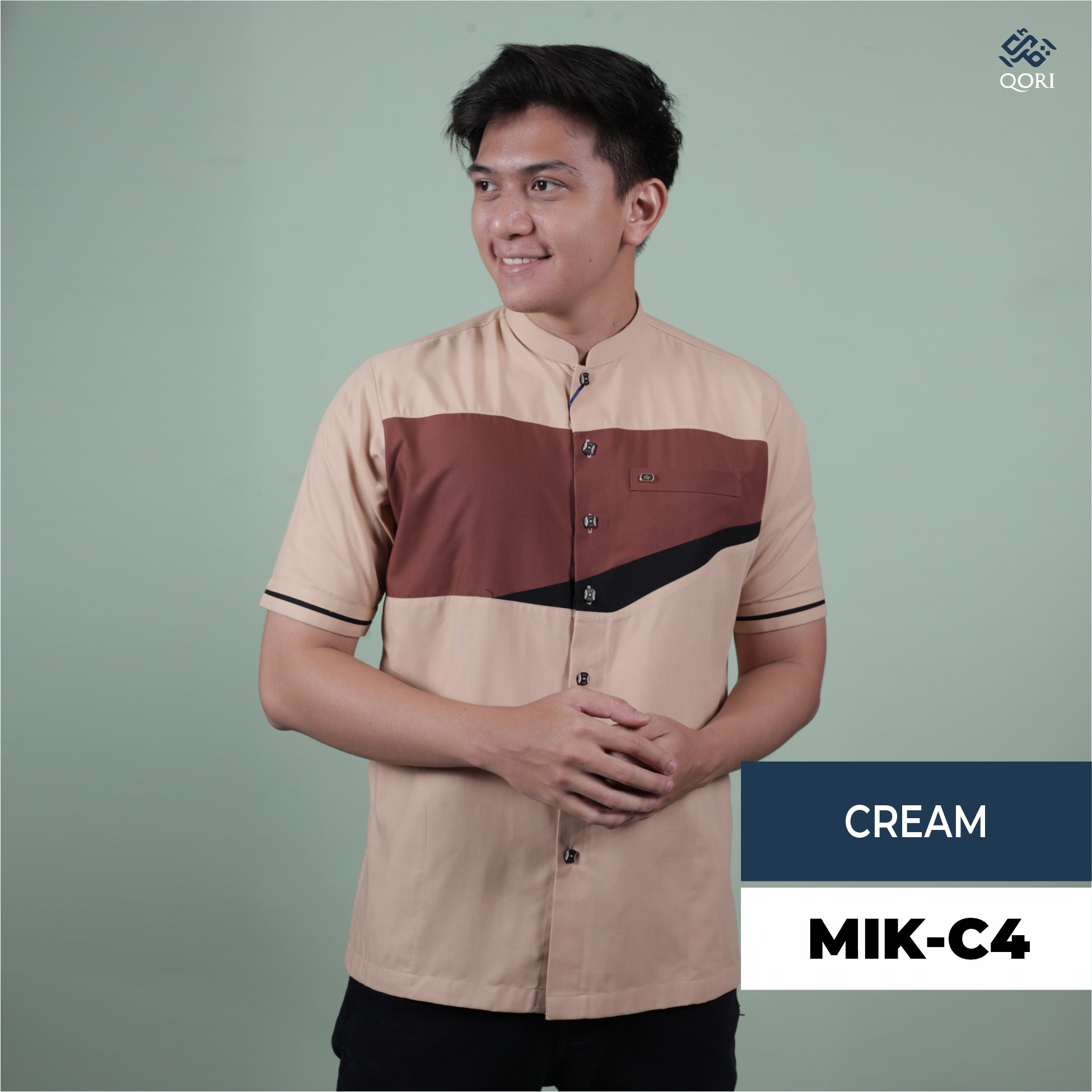 Qori Apparel Reguler Casual Mikhyariq Kemeja Koko Lengan Pendek MIK-1