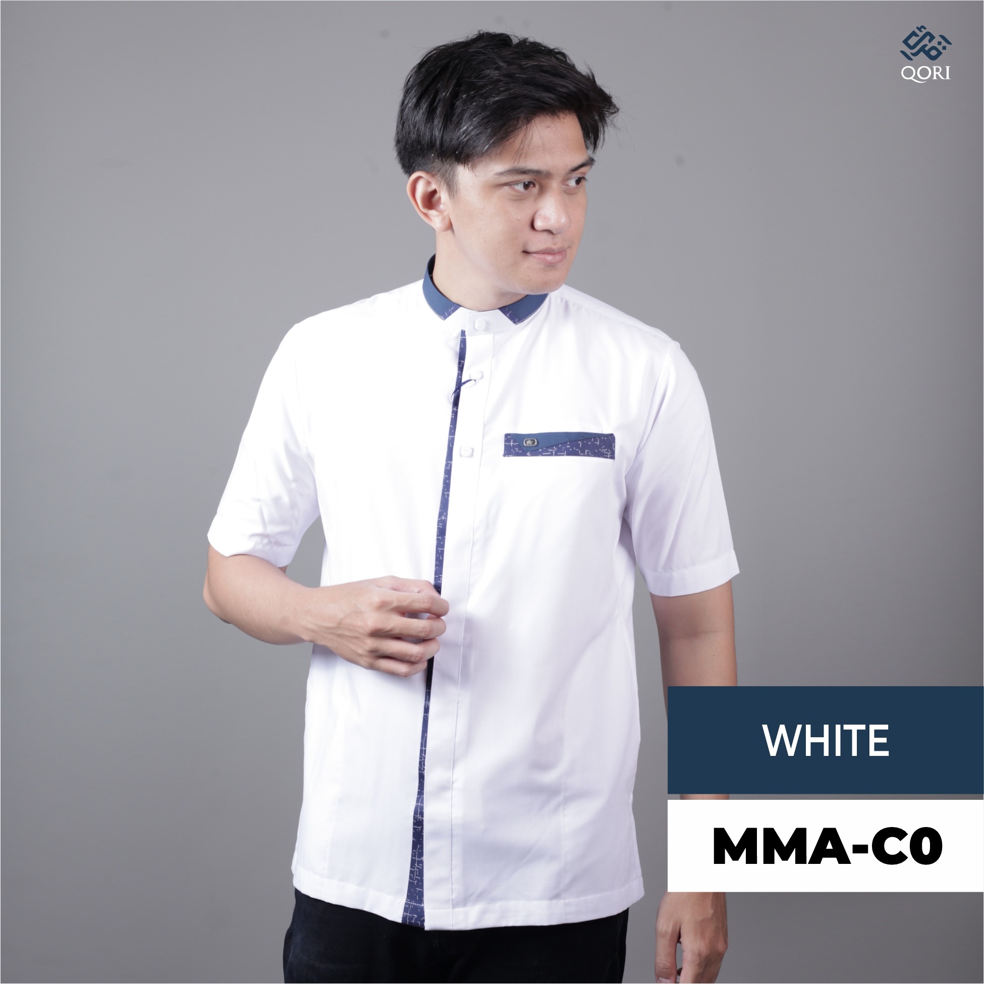 Qori Apparel Casual Reguler White Series Kemeja Lengan Pendek - 25/26