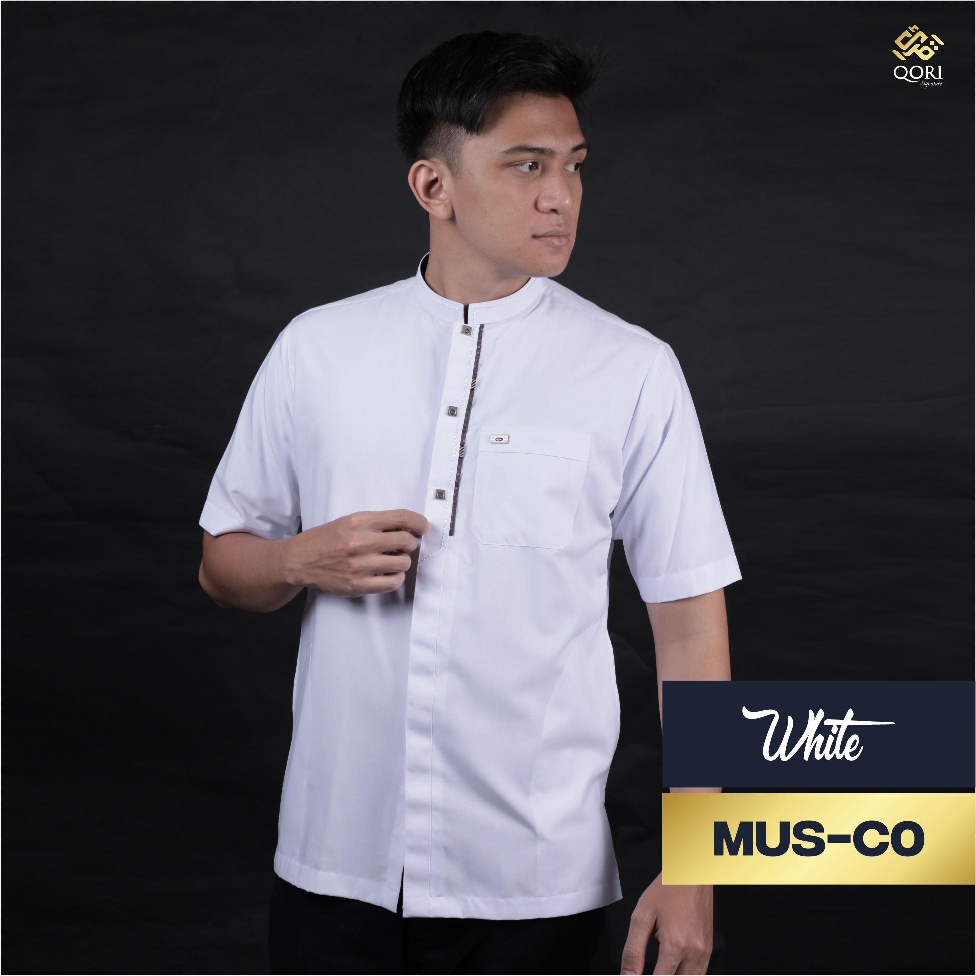 Qori Apparel Signature Baju Koko Casual Abu Musa Al Asyari Lengan Pendek MUS-1
