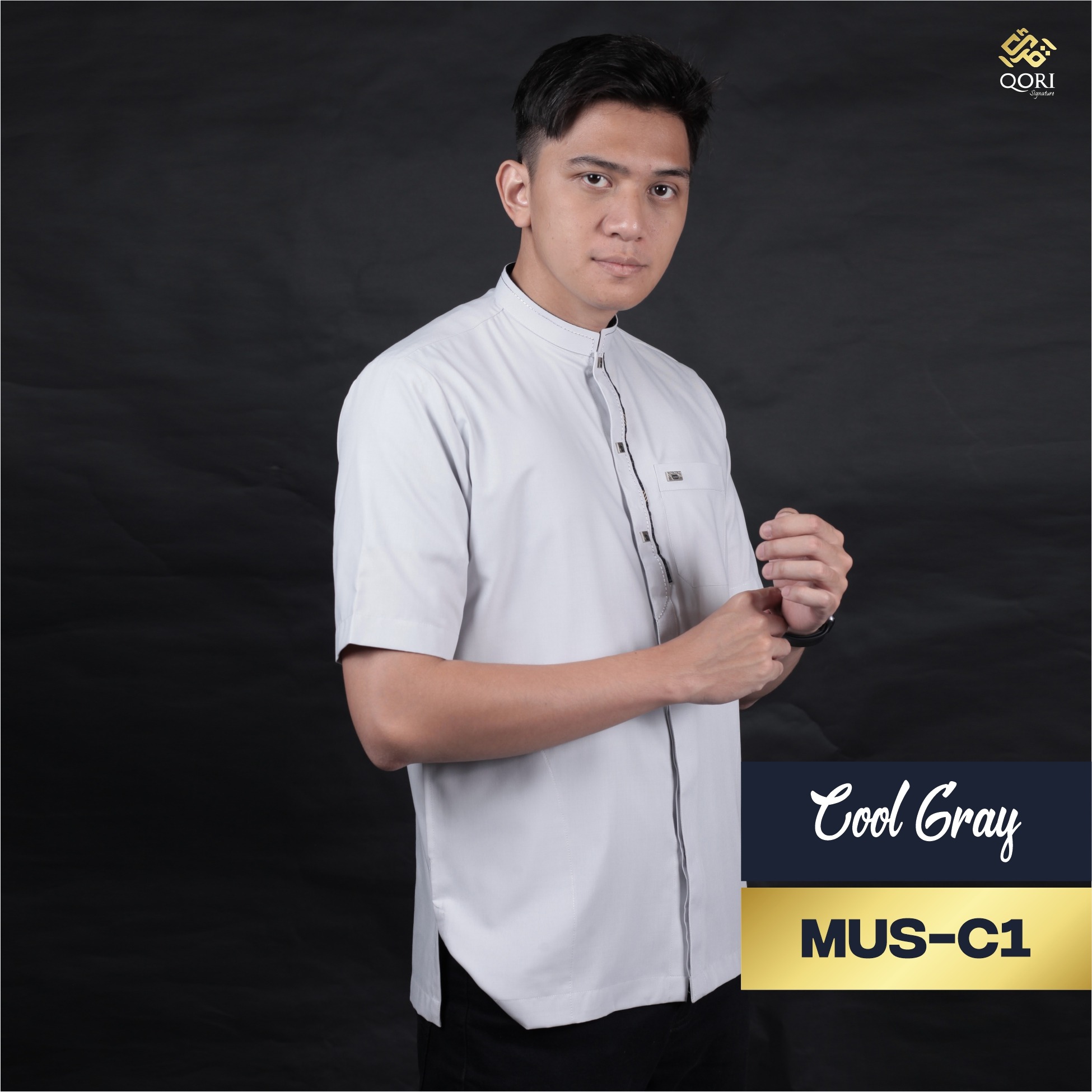 Qori Apparel Signature Baju Koko Casual Abu Musa Al Asyari Lengan Pendek MUS-1