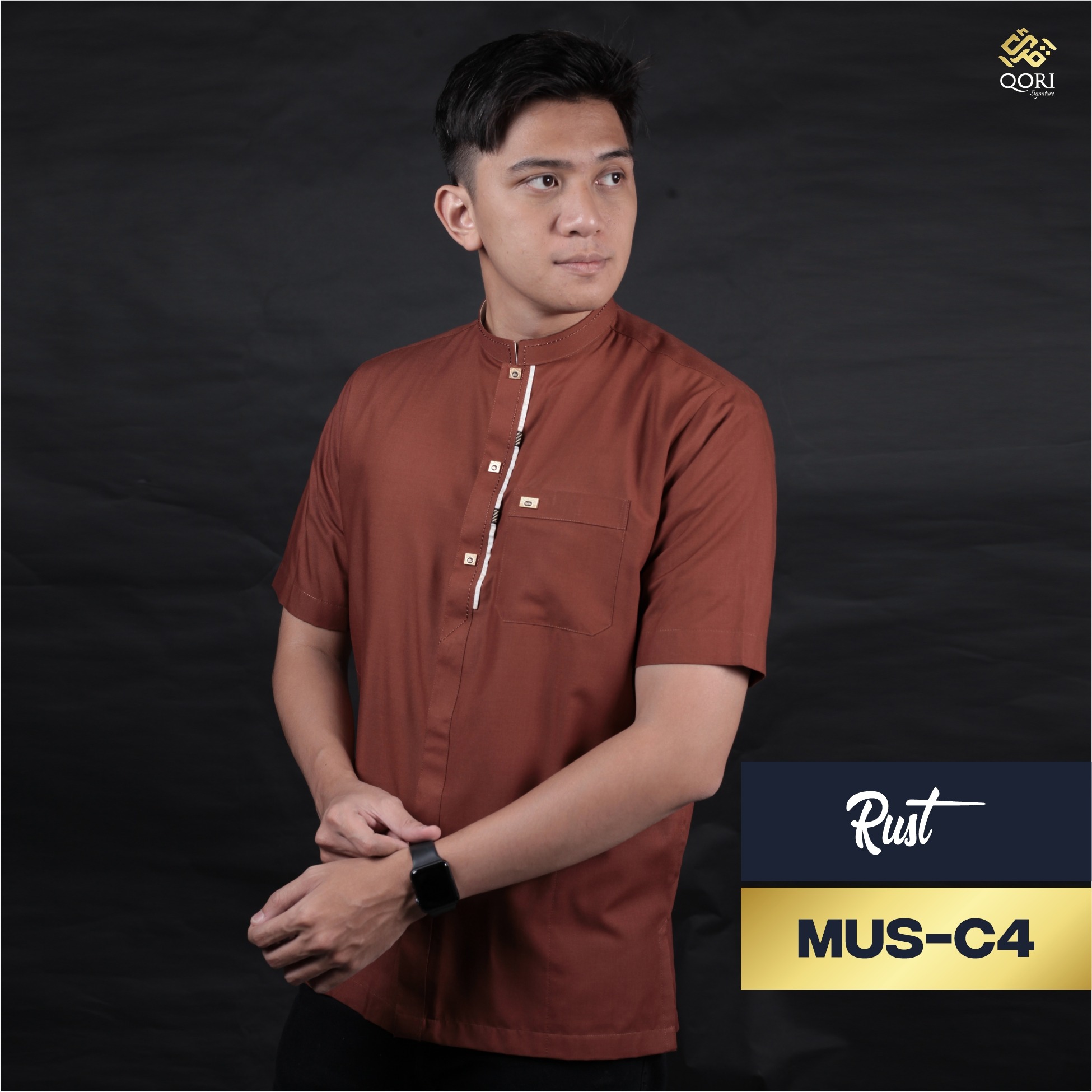 Qori Apparel Signature Baju Koko Casual Abu Musa Al Asyari Lengan Pendek MUS-1