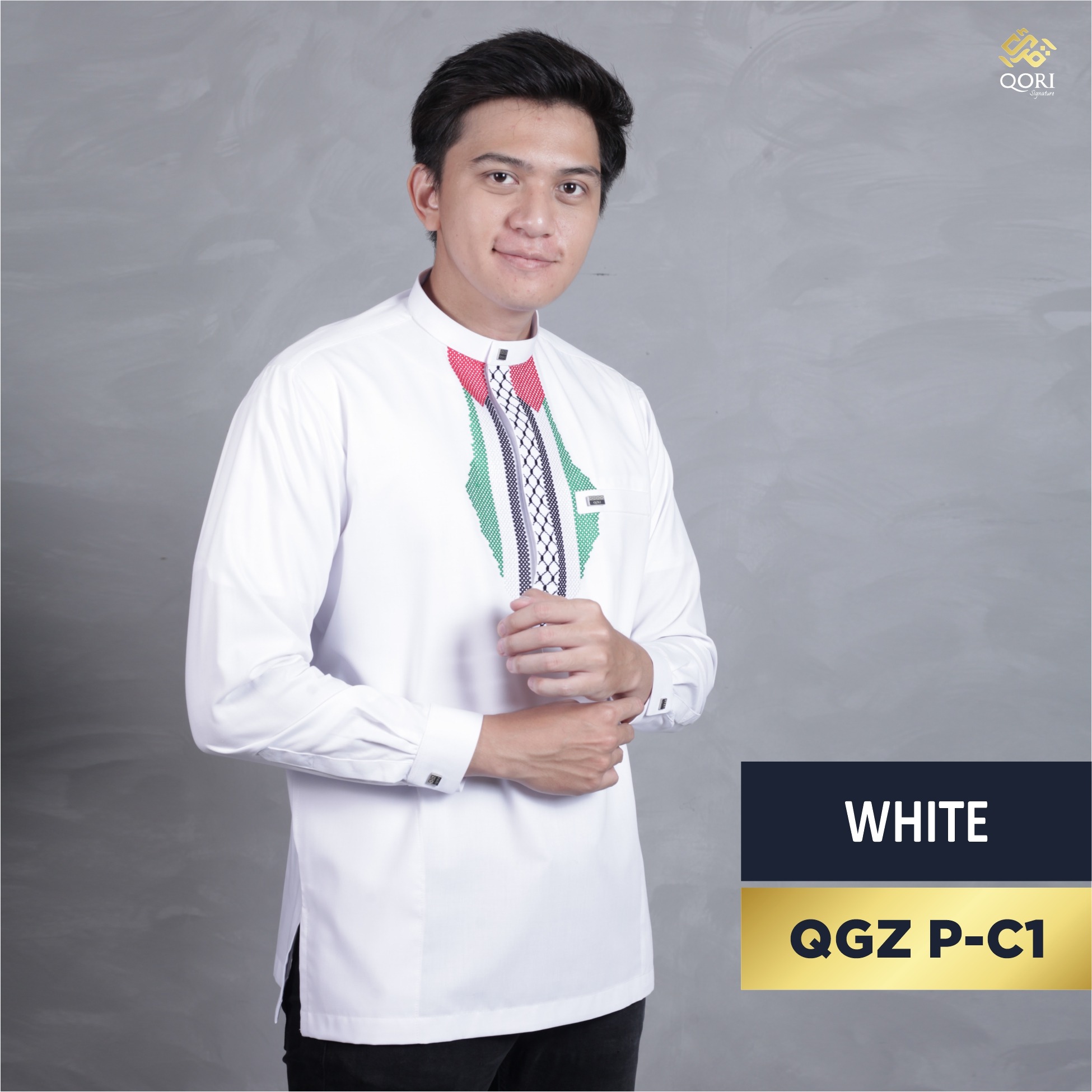 Qori Apparel Signature White Series Baju Koko Casual Pria Lengan Panjang (25/26)