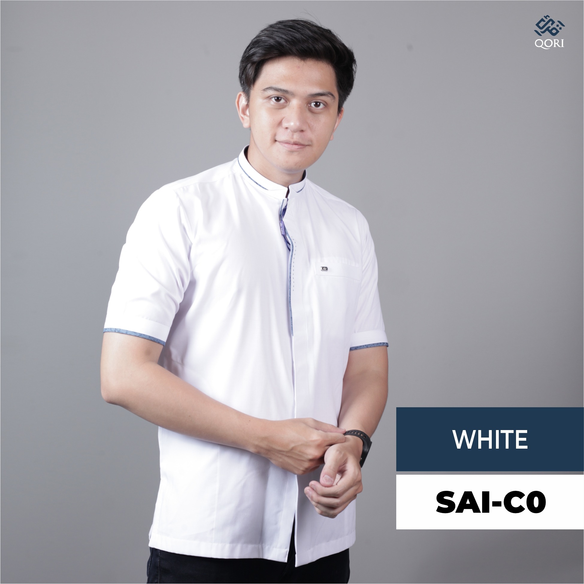 Qori Apparel Casual Reguler White Series Kemeja Lengan Pendek - 25/26