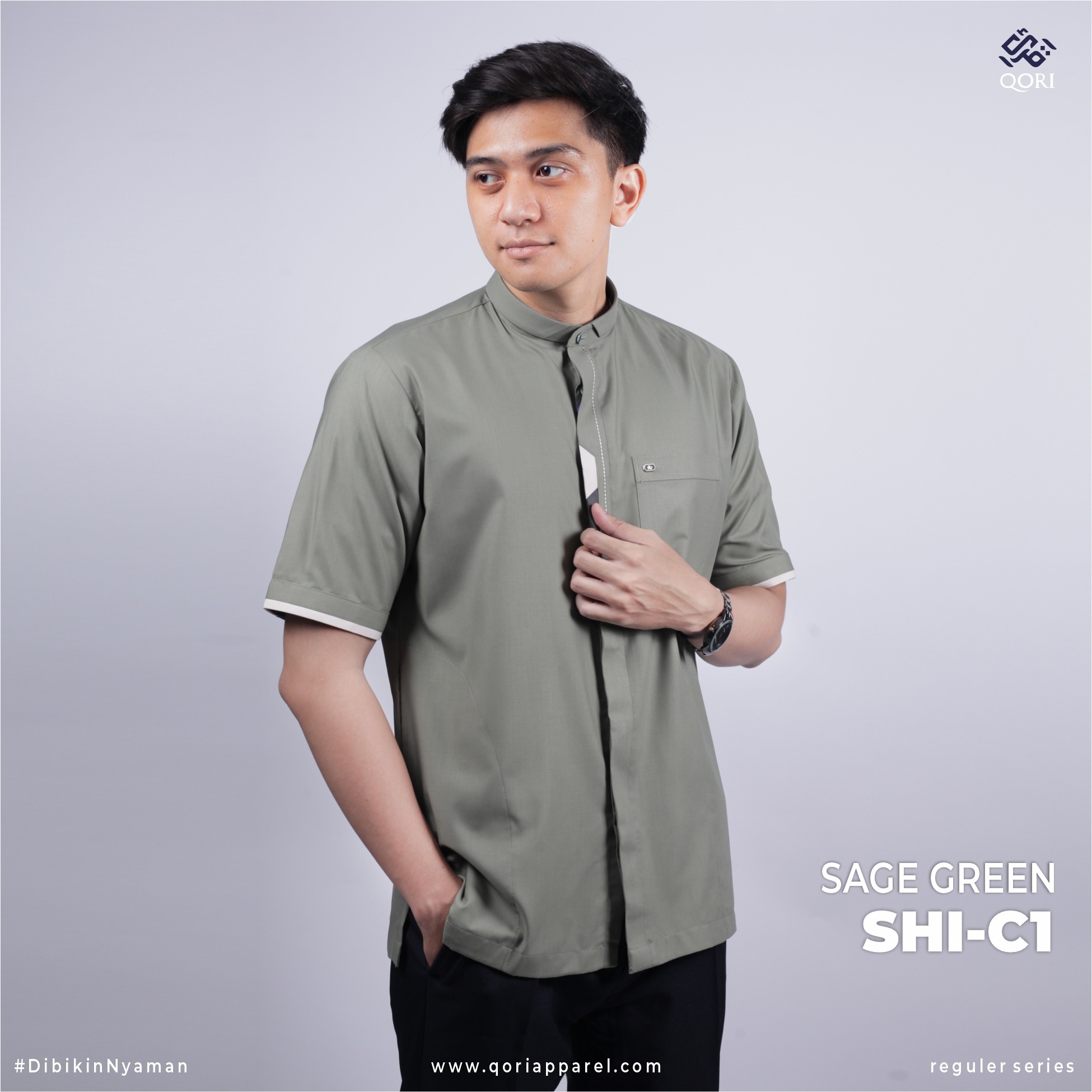 Qori Apparel Reguler Ashim Bin Tsabit Kemeja Koko Lengan Pendek SHI-1