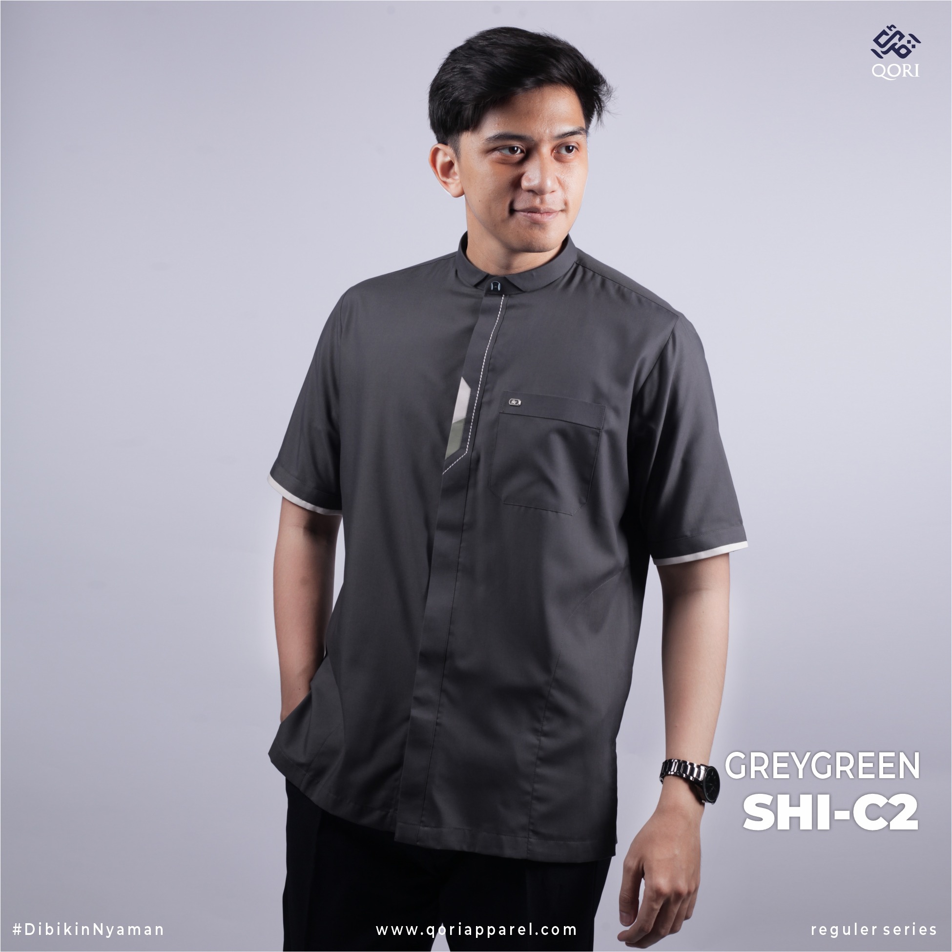 Qori Apparel Reguler Ashim Bin Tsabit Kemeja Koko Lengan Pendek SHI-1