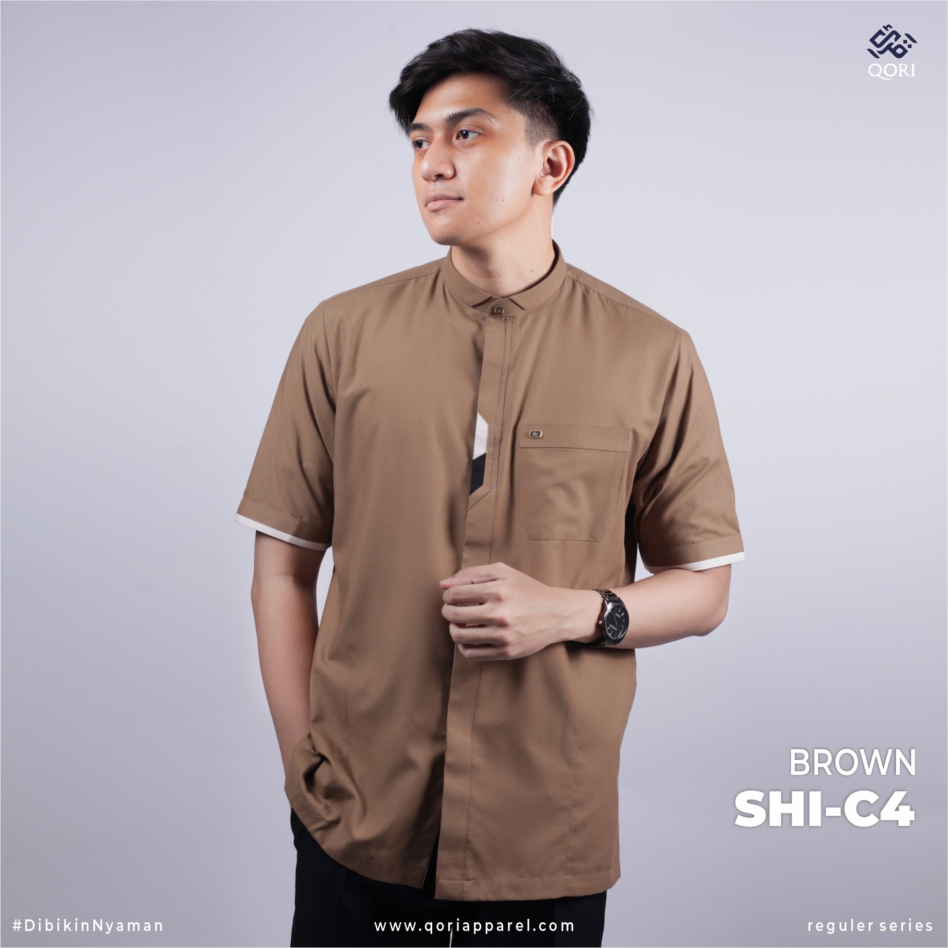 Qori Apparel Reguler Ashim Bin Tsabit Kemeja Koko Lengan Pendek SHI-1