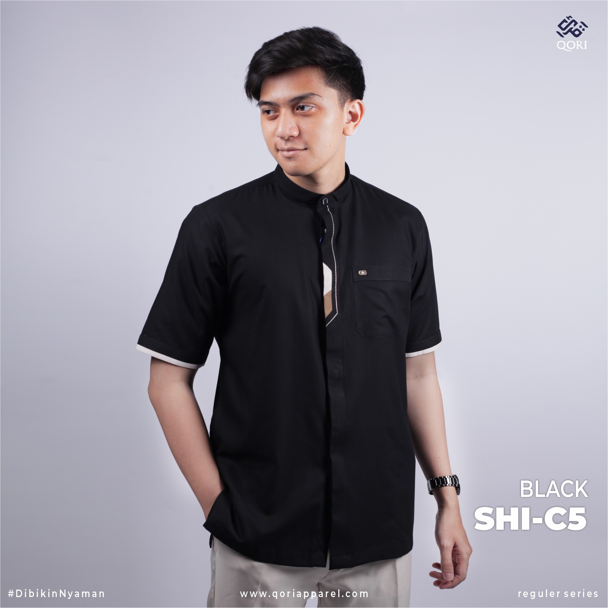 Qori Apparel Reguler Ashim Bin Tsabit Kemeja Koko Lengan Pendek SHI-1