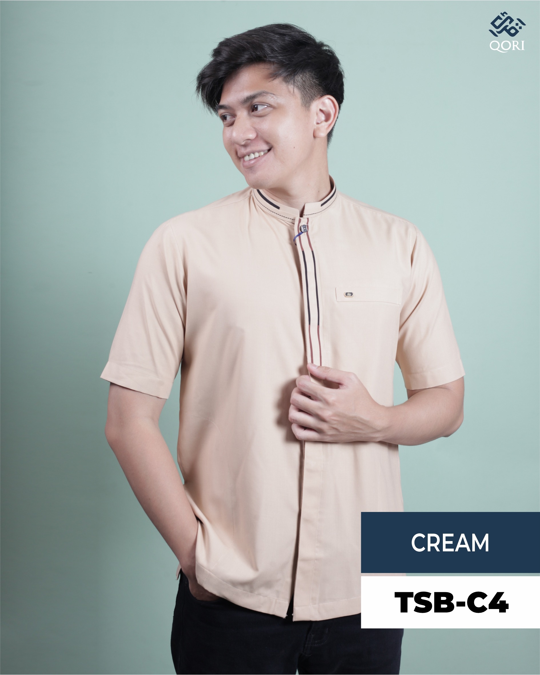 Qori Apparel Reguler Casual Tsabit bin ad Dahlani Kemeja Koko Lengan Pendek TSB-1