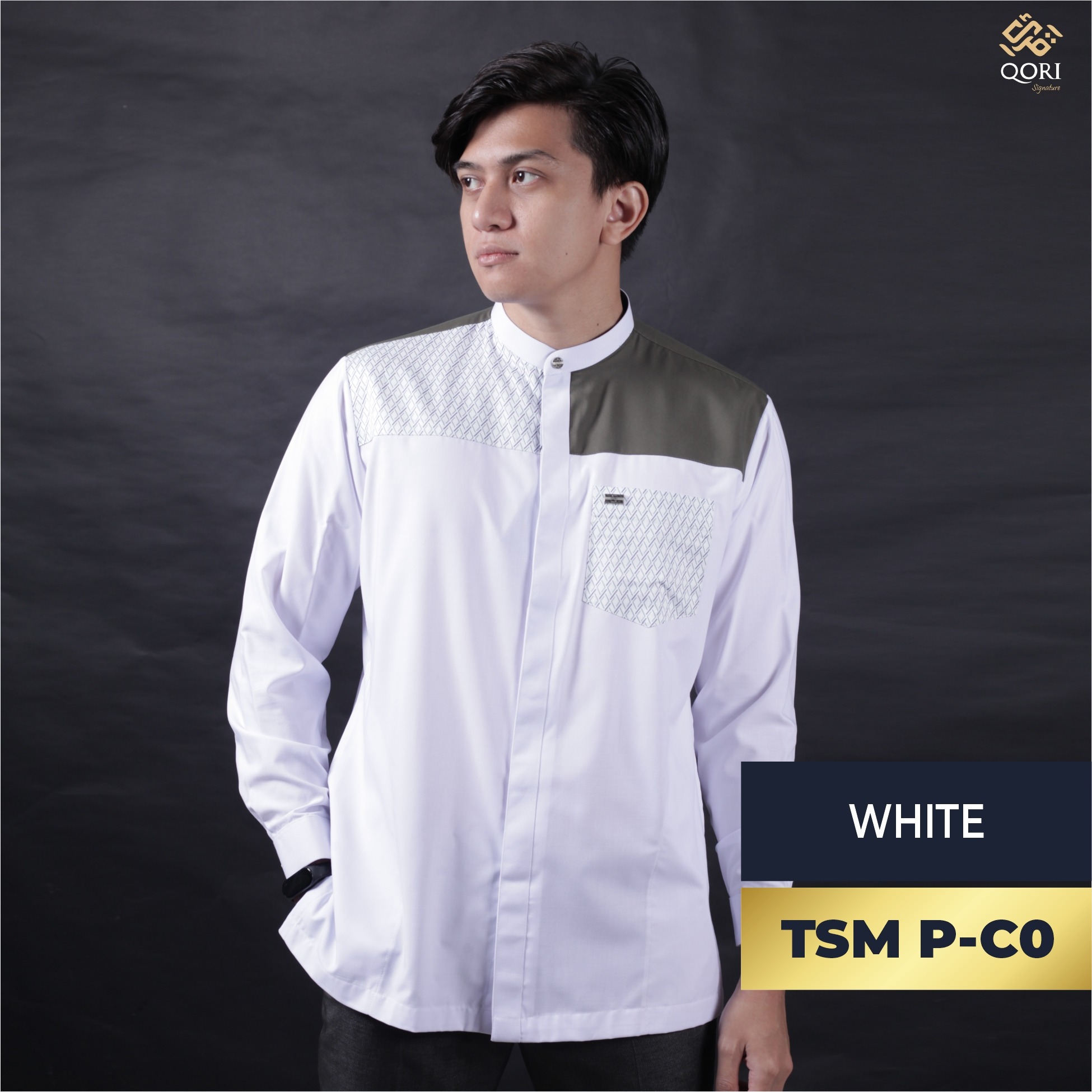 Qori Apparel Signature White Series Baju Koko Casual Pria Lengan Panjang (25/26)