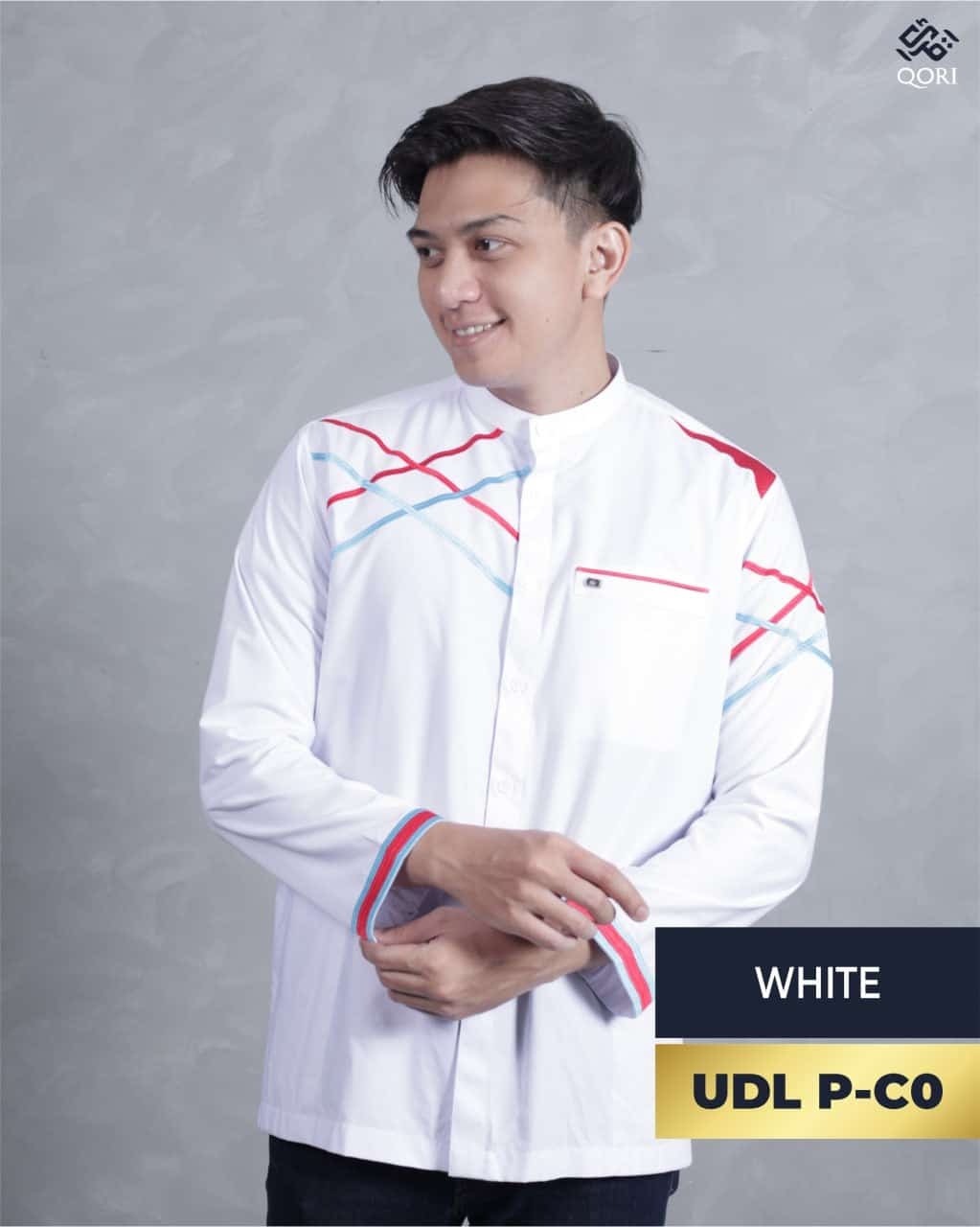Qori Apparel Signature White Series Baju Koko Casual Pria Lengan Panjang (25/26)