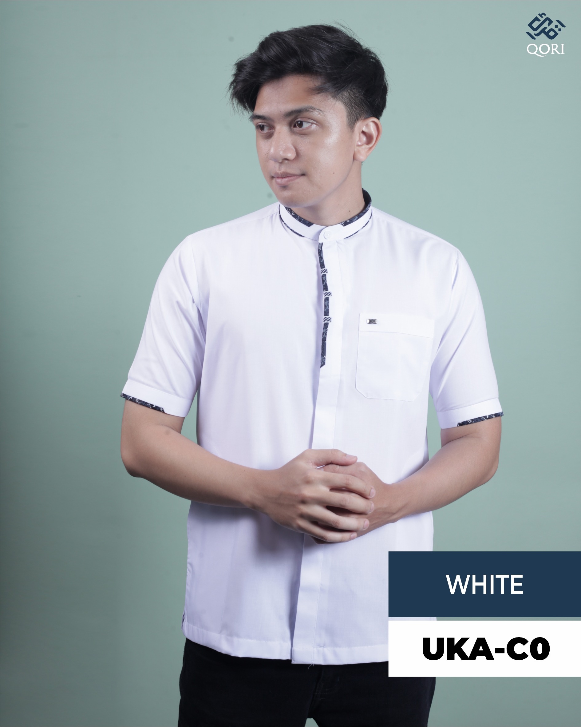 Qori Apparel Casual Reguler White Series Kemeja Lengan Pendek - 25/26