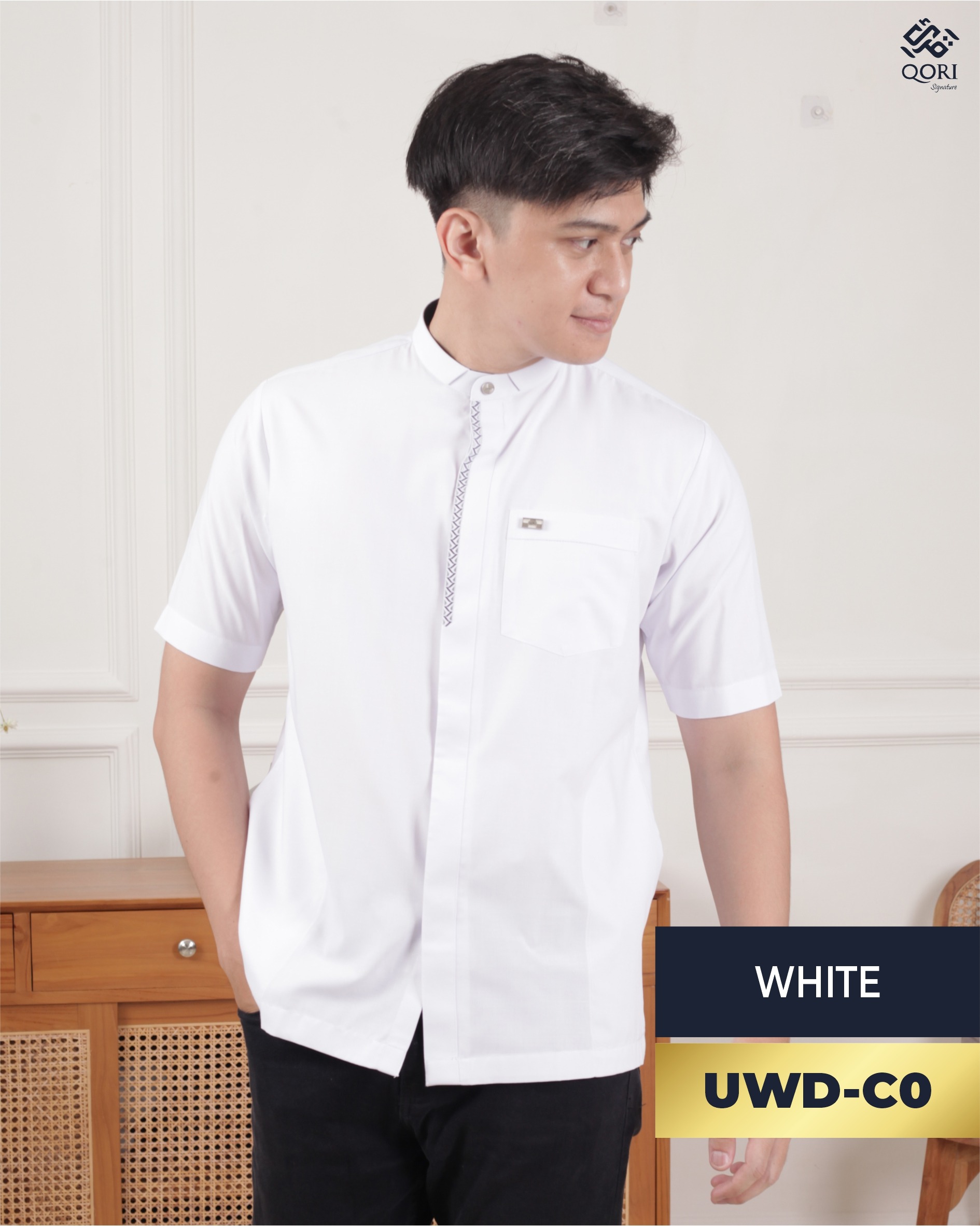 Qori Apparel Signature Uwais Al Qarni Kemeja Koko Lengan Pendek UWD-1
