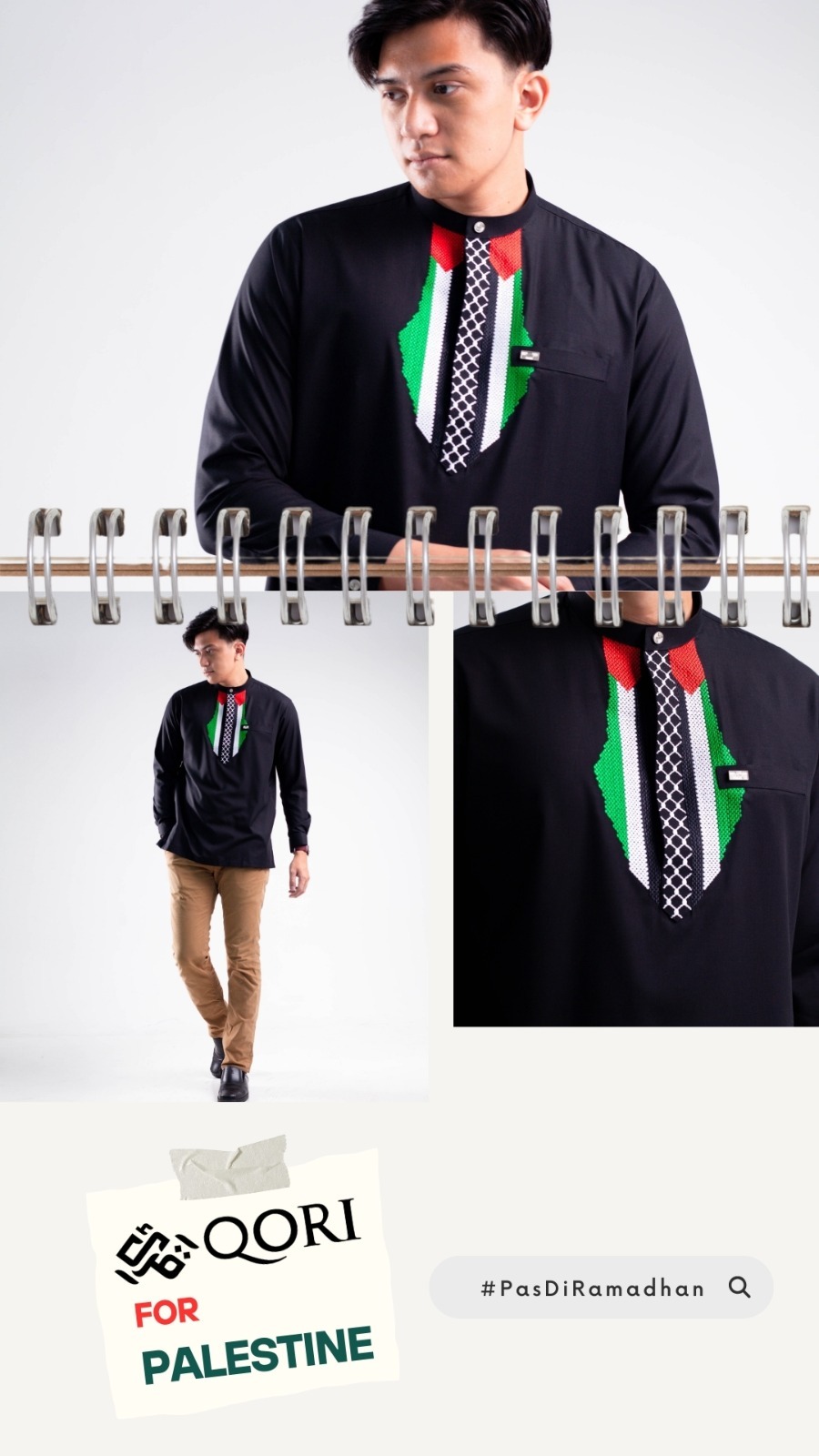 Qori Apparel SignaturePalestina Kemeja Koko Lengan Panjang QGZ-2
