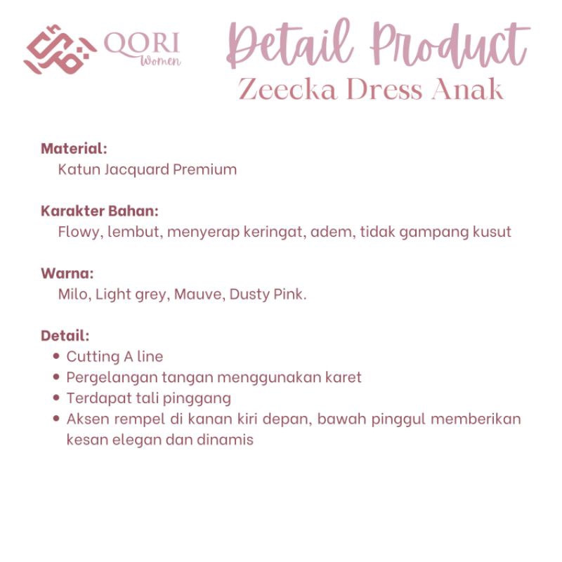 Qori Women - Gamis Anak Sarimbit Zeecka Series