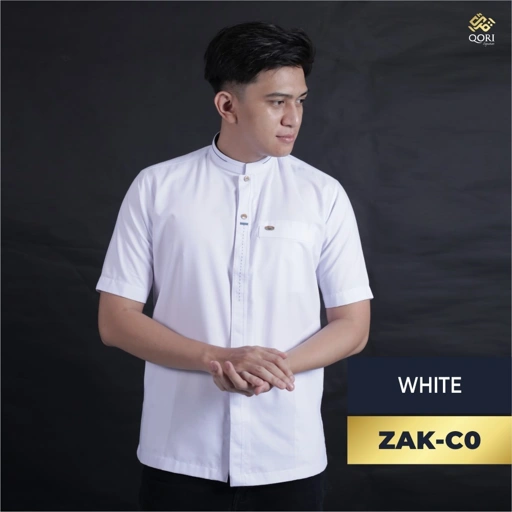 Image of Qori Apparel Signature White Series Baju Koko Casual Pria (Lengan Pendek)