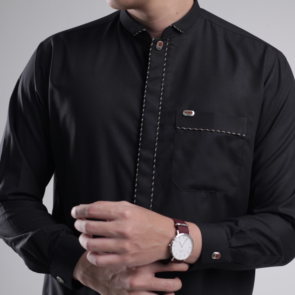 Qori Apparel Signature Black Series Baju Koko Casual Pria (Lengan Panjang)