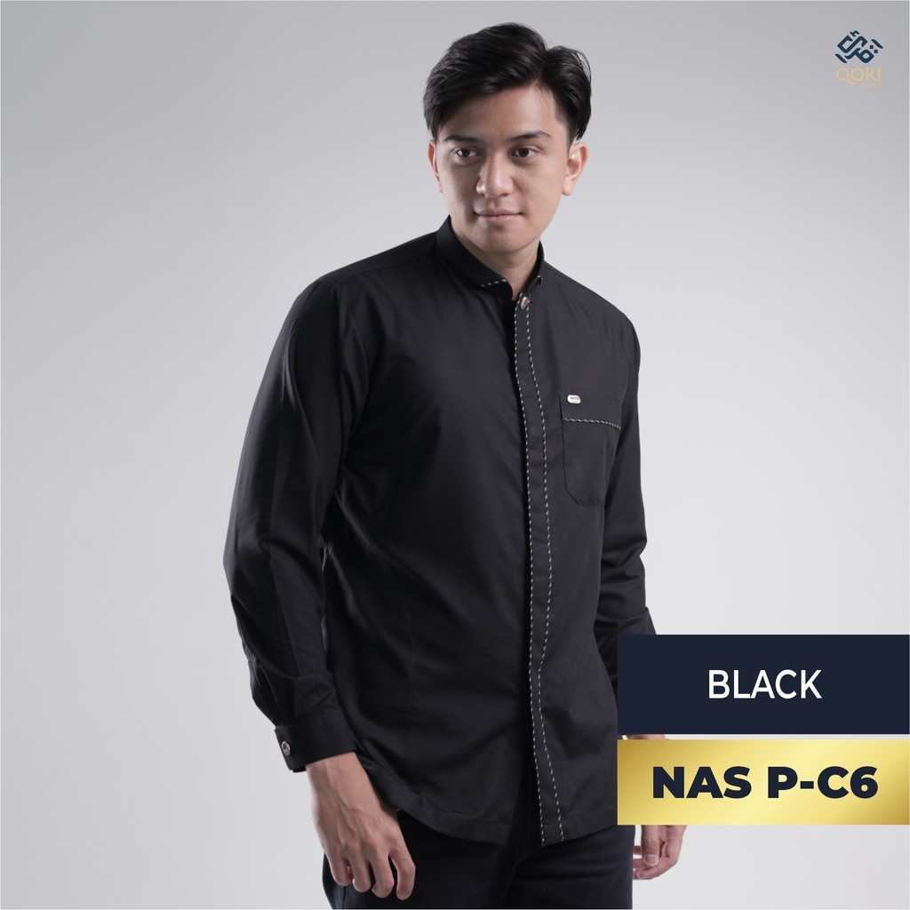 Qori Apparel Signature Black Series Baju Koko Casual Pria (Lengan Panjang)