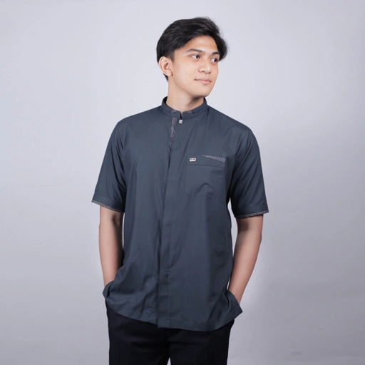 Image of Qori Apparel Signature Sakhr bin Harb Baju Koko Pria Lengan Pendek SAK-1