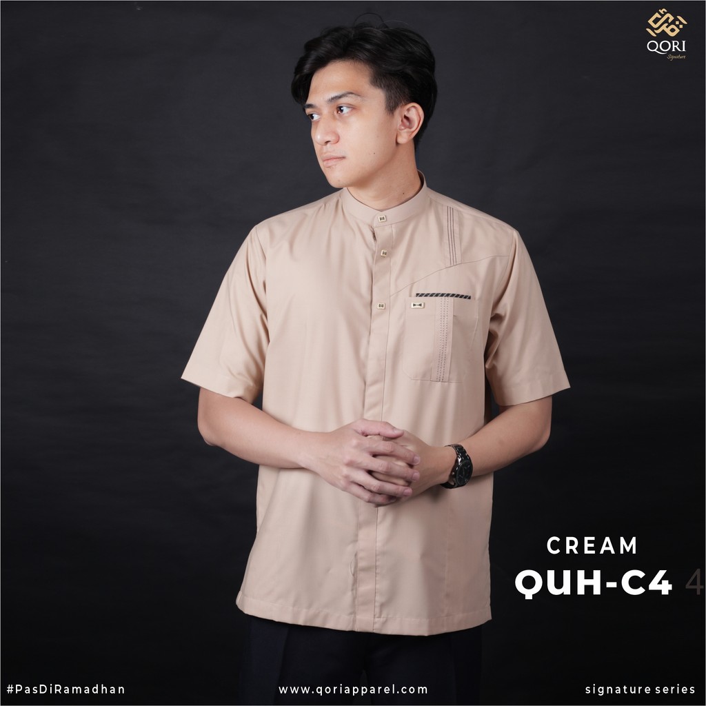 Qori Apparel Signature Abu Quhafah Baju Koko Pria Lengan Pendek QUH-1