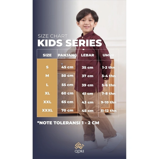 Image of Qori Apparel Signature Irbadh bin Sariyah Couple Baju Koko Anak Lengan Pendek IRA-1