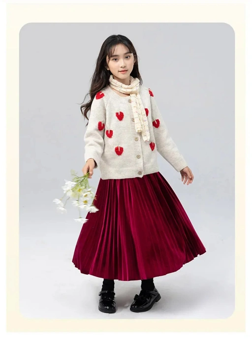 Image of Rok plisket bludru Velvet premium children aged 2-13 years