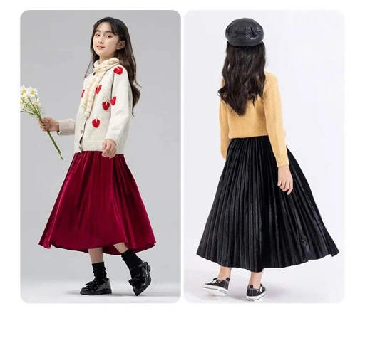 Image of Rok plisket bludru Velvet premium children aged 2-13 years