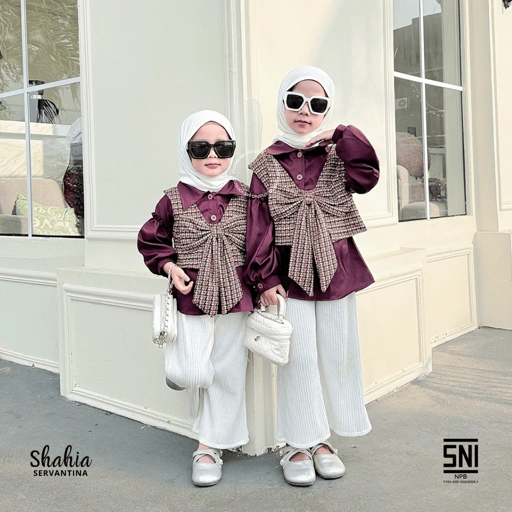 Image of Shahia Servantina - Aura Top Blouse Coquette Atasan Kemeja 2 in 1 Anak Perempuan